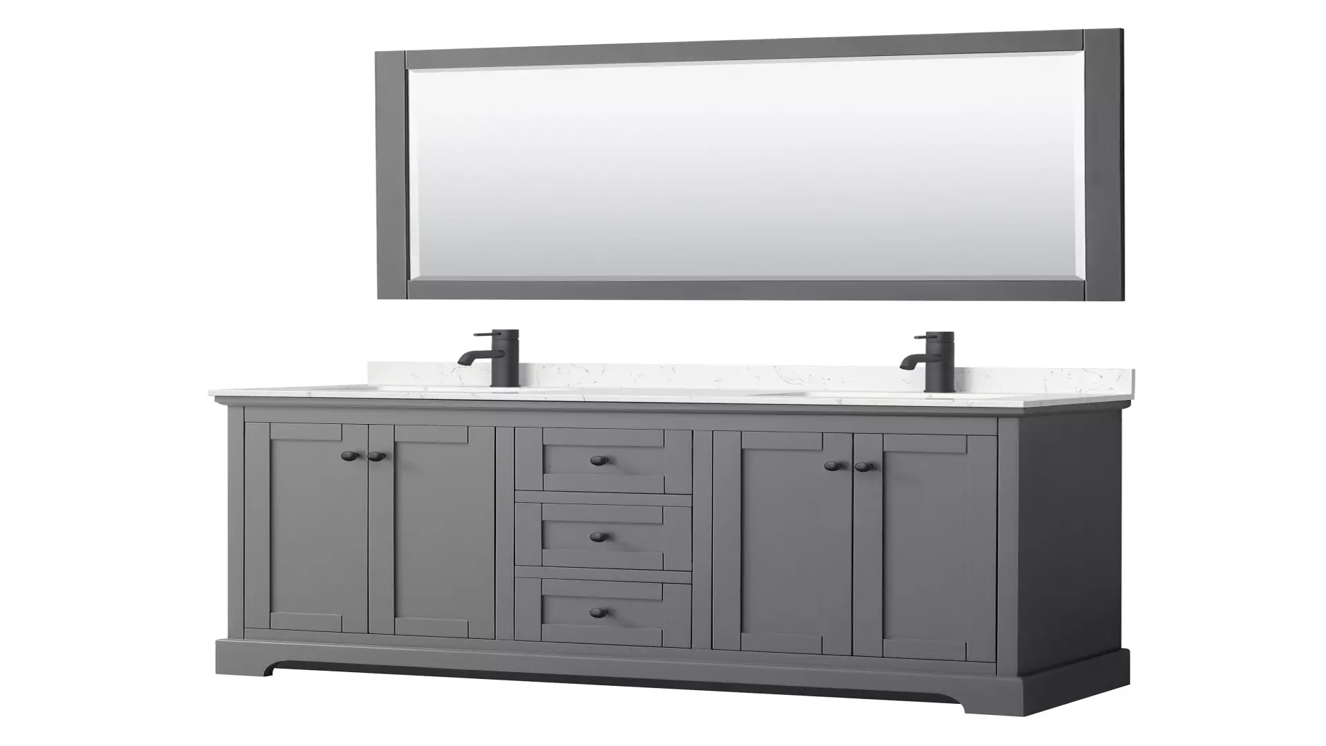Avery 60 Inch Double Bathroom Vanity in Dark Gray, Carrara Cultured Marble Countertop, Undermount Square Sinks, Matte Black Trim, 58 Inch Mirror material