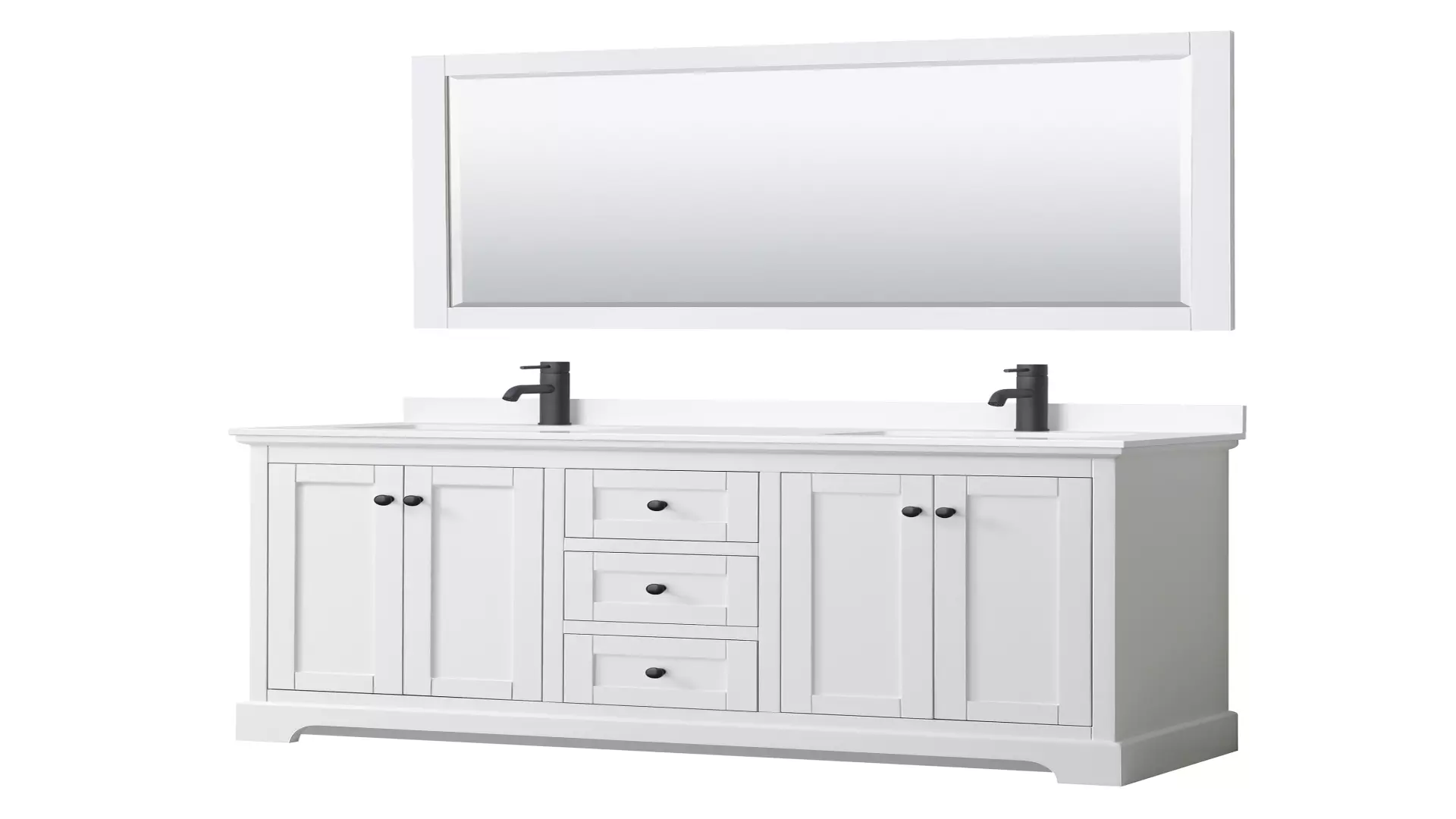 Avery 60 Inch Double Bathroom Vanity in White, White Cultured Marble Countertop, Undermount Square Sinks, Matte Black Trim, 58 Inch Mirror material