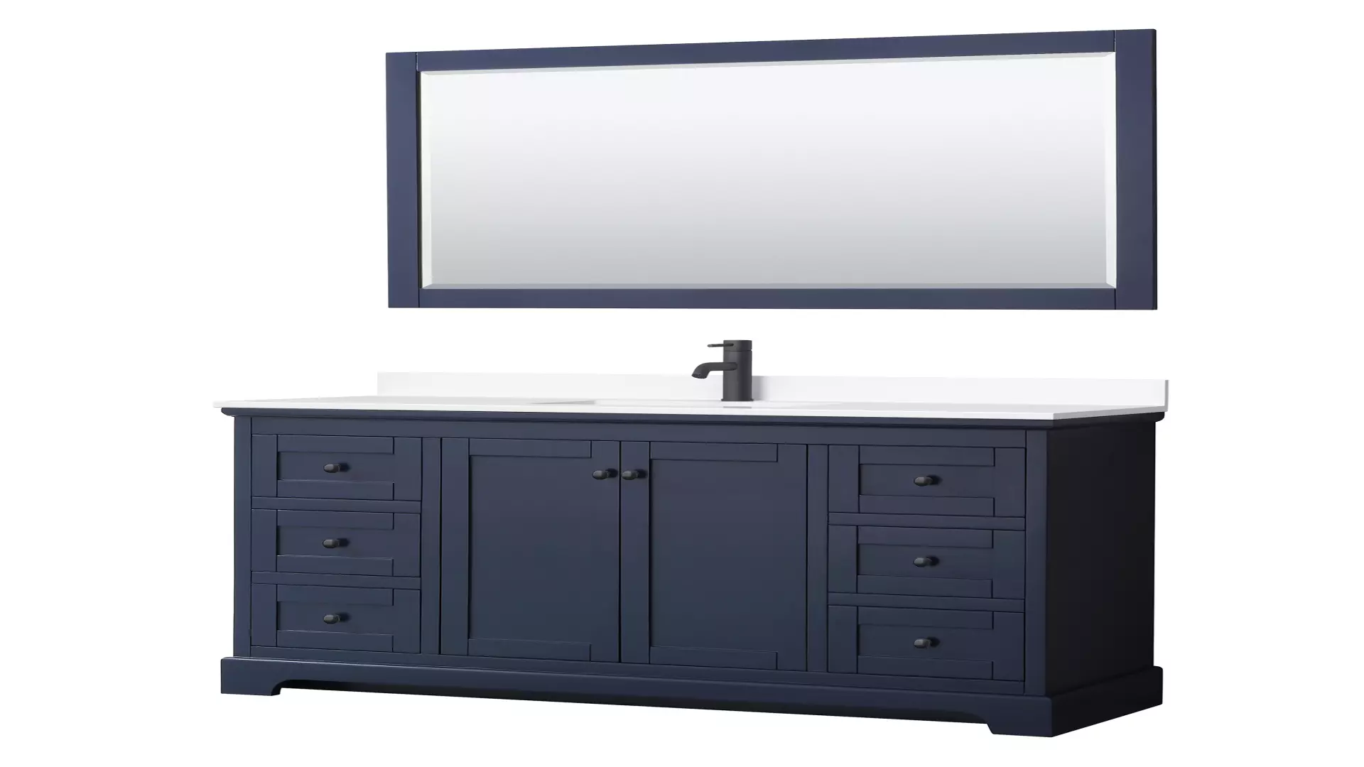Avery 60 Inch Single Bathroom Vanity in Dark Blue, White Cultured Marble Countertop, Undermount Square Sink, Matte Black Trim, 58 Inch Mirror material
