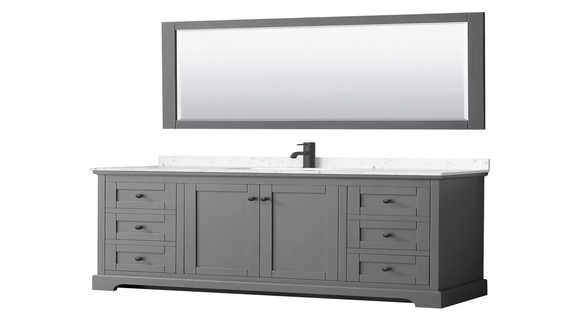 Avery 60 Inch Single Bathroom Vanity in Dark Gray, Carrara Cultured Marble Countertop, Undermount Square Sink, Matte Black Trim, 58 Inch Mirror material