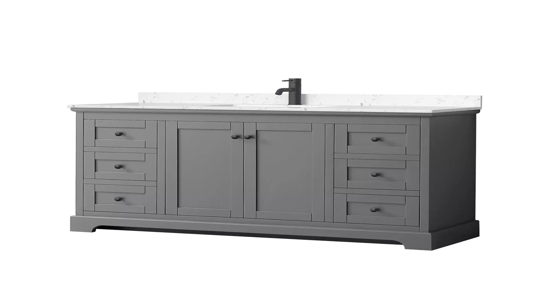 Avery 60 Inch Single Bathroom Vanity in Dark Gray, Carrara Cultured Marble Countertop, Undermount Square Sink, Matte Black Trim material