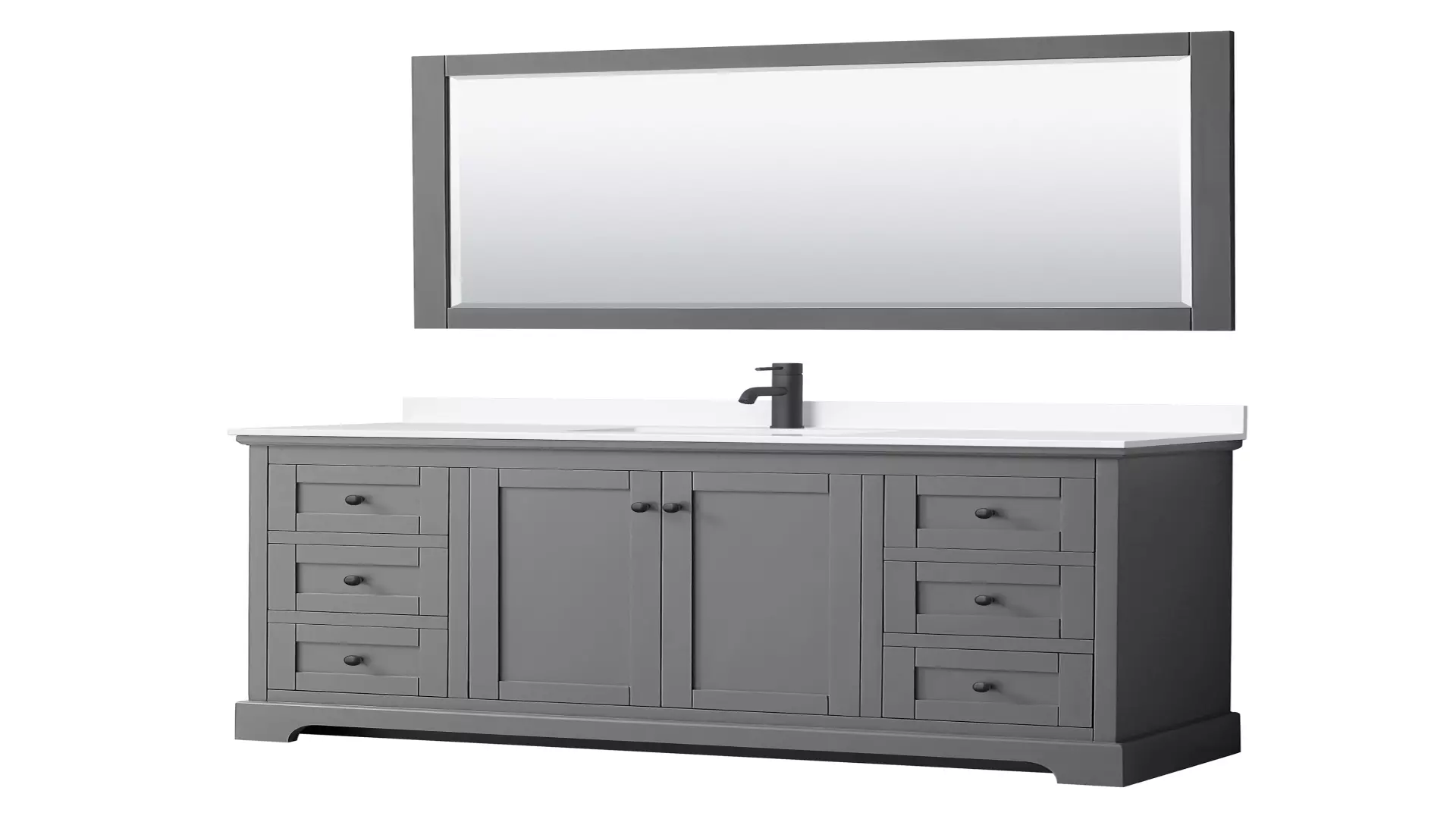 Avery 60 Inch Single Bathroom Vanity in Dark Gray, White Cultured Marble Countertop, Undermount Square Sink, Matte Black Trim, 58 Inch Mirror material