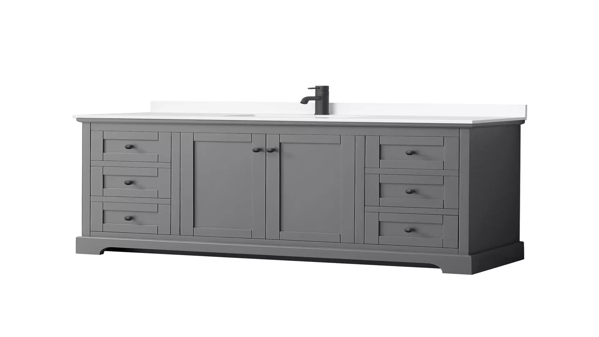 Avery 60 Inch Single Bathroom Vanity in Dark Gray, White Cultured Marble Countertop, Undermount Square Sink, Matte Black Trim material