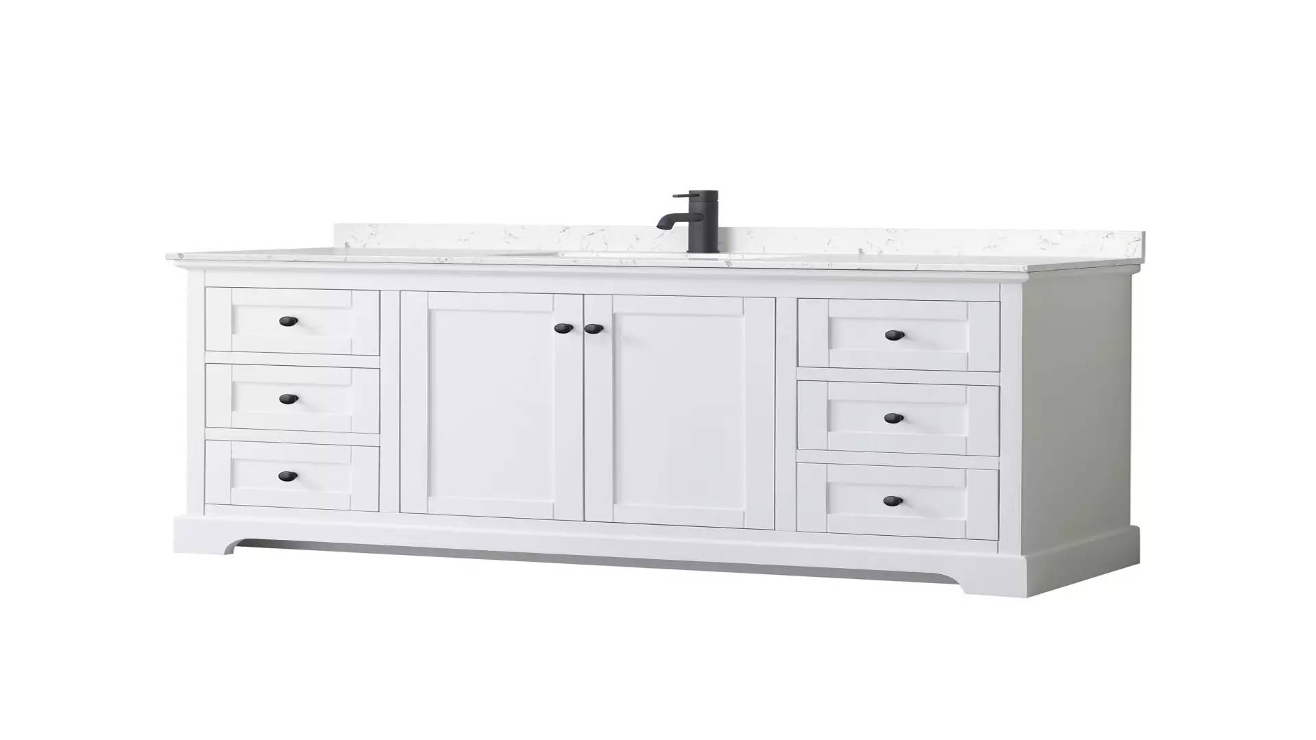 Avery 60 Inch Single Bathroom Vanity in White, Carrara Cultured Marble Countertop, Undermount Square Sink, Matte Black Trim material