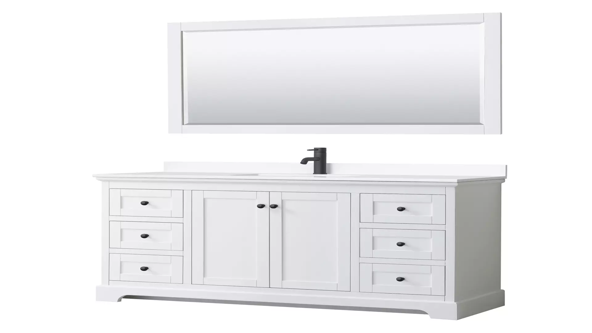 Avery 60 Inch Single Bathroom Vanity in White, White Cultured Marble Countertop, Undermount Square Sink, Matte Black Trim, 58 Inch Mirror material
