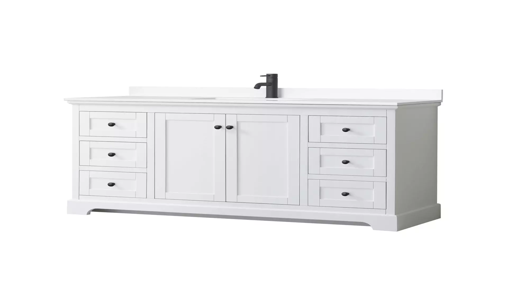 Avery 60 Inch Single Bathroom Vanity in White, White Cultured Marble Countertop, Undermount Square Sink, Matte Black Trim material