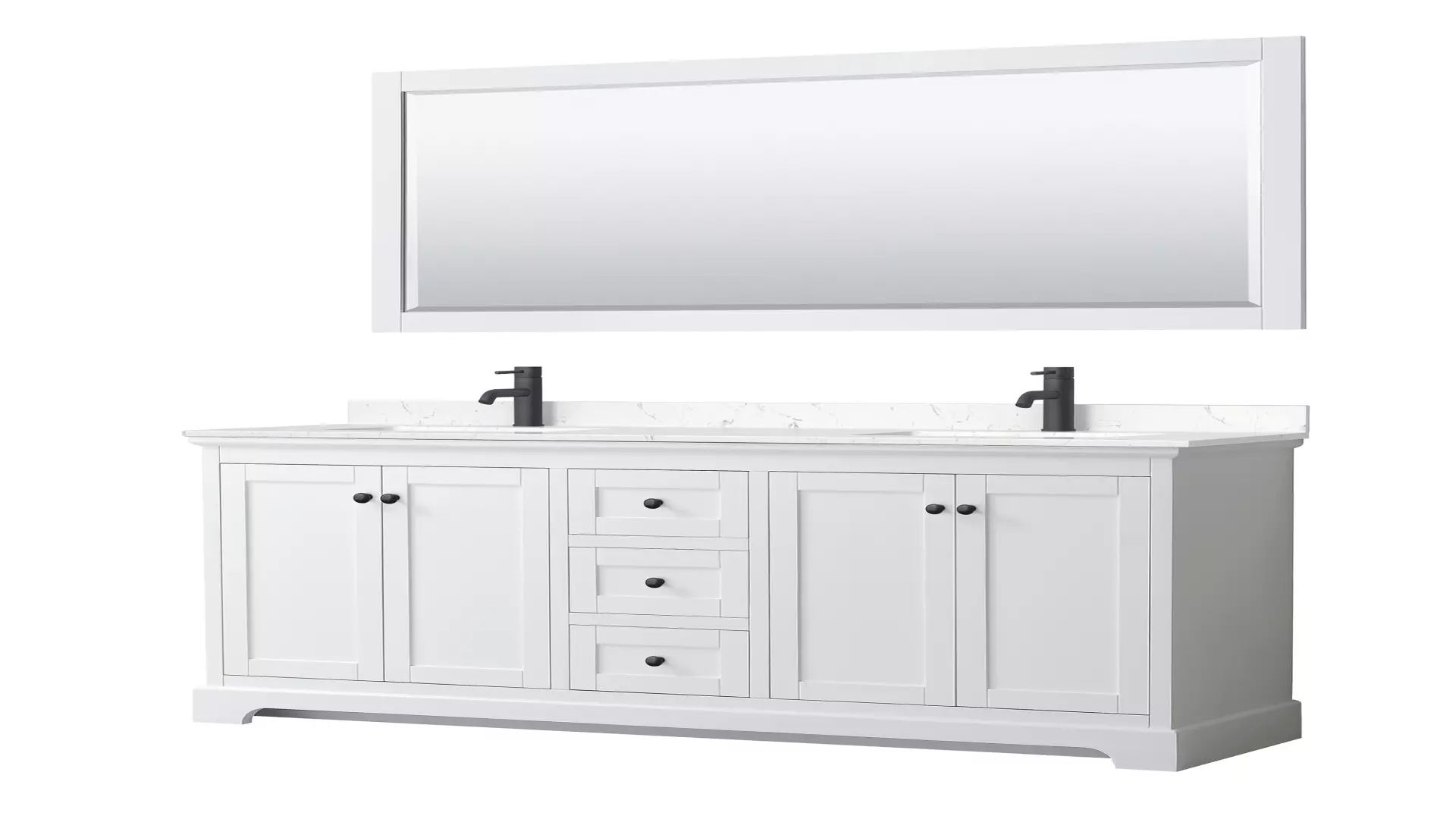 Avery 72 Inch Double Bathroom Vanity in White, Carrara Cultured Marble Countertop, Undermount Square Sinks, Matte Black Trim, 70 Inch Mirror material