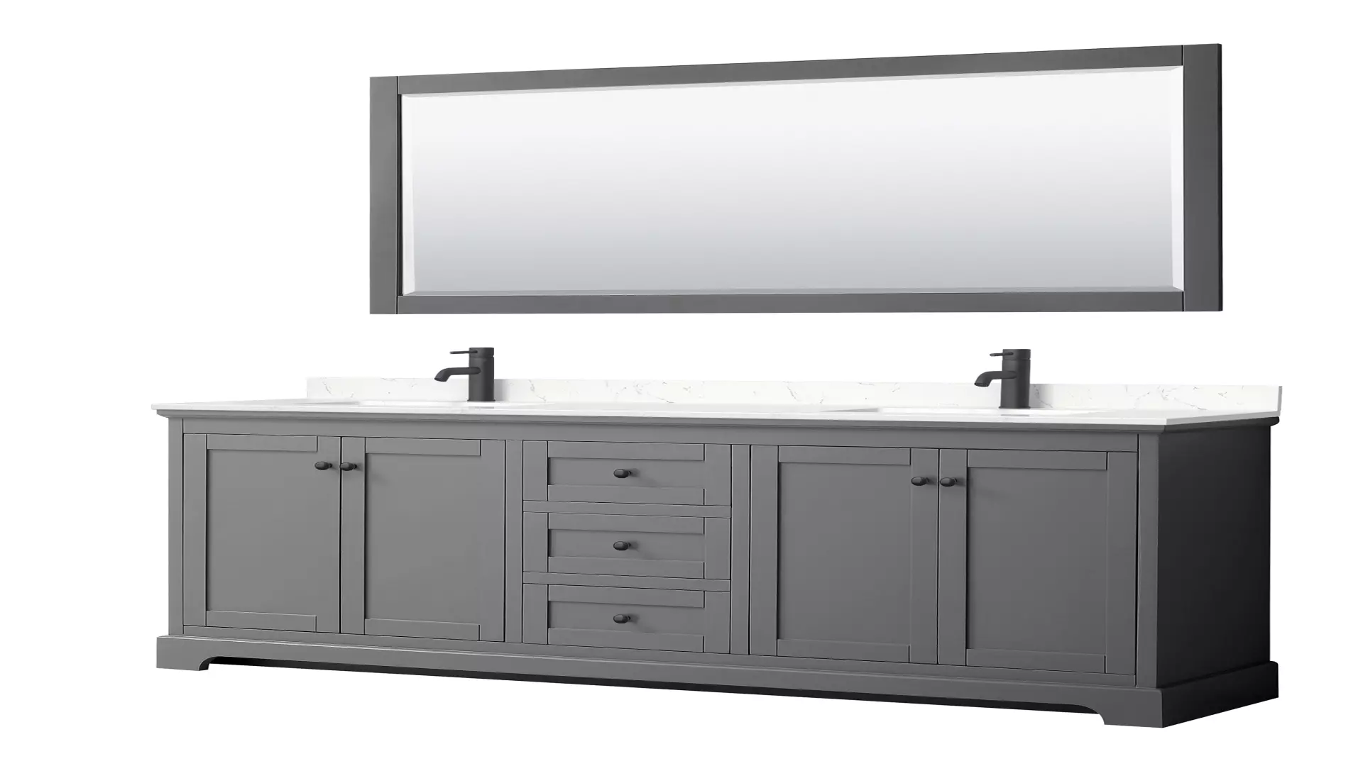 Avery 80 Inch Double Bathroom Vanity in Dark Gray, Carrara Cultured Marble Countertop, Undermount Square Sinks, Matte Black Trim, 70 Inch Mirror material