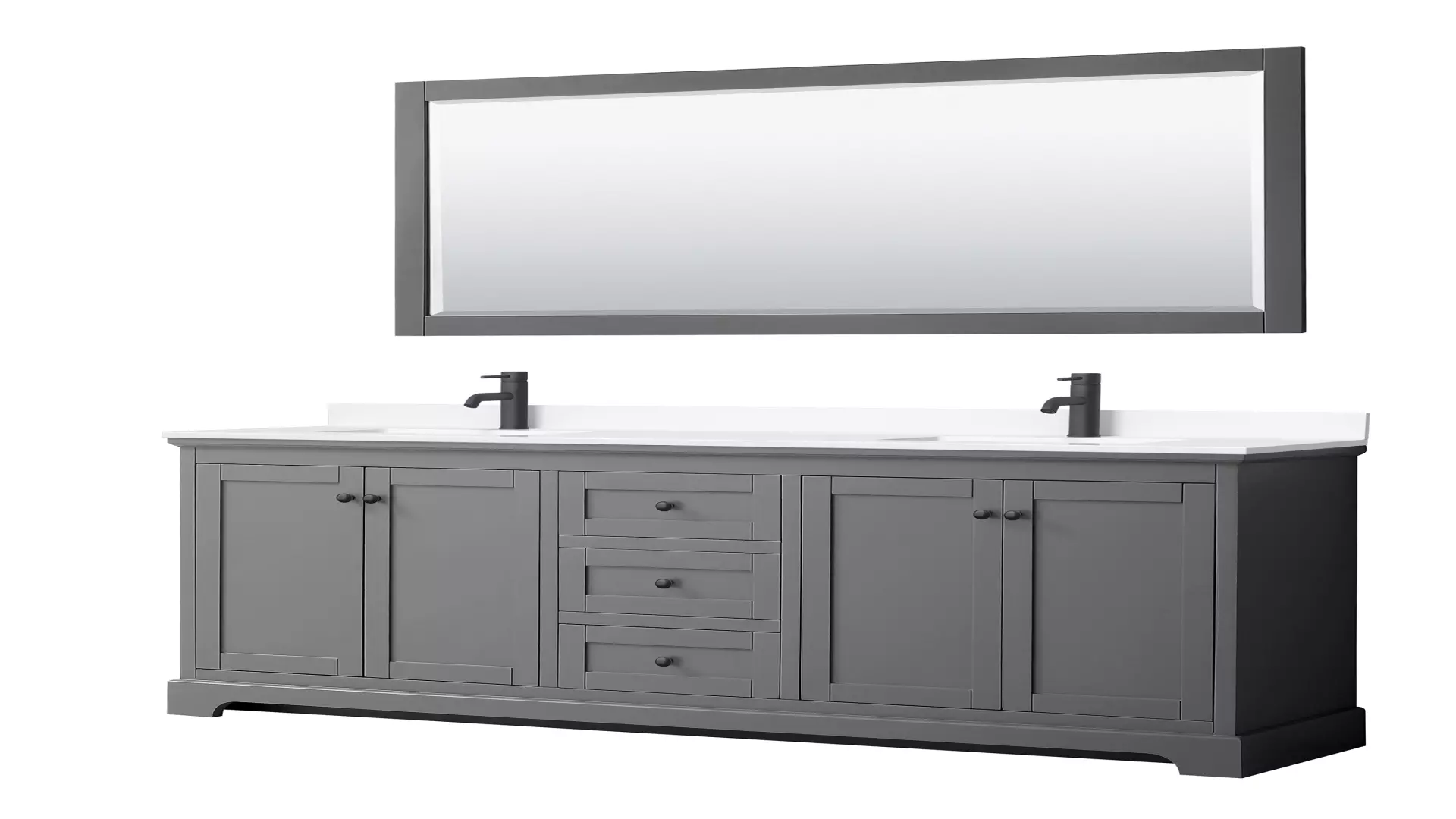 Avery 80 Inch Double Bathroom Vanity in Dark Gray, White Cultured Marble Countertop, Undermount Square Sinks, Matte Black Trim, 70 Inch Mirror material