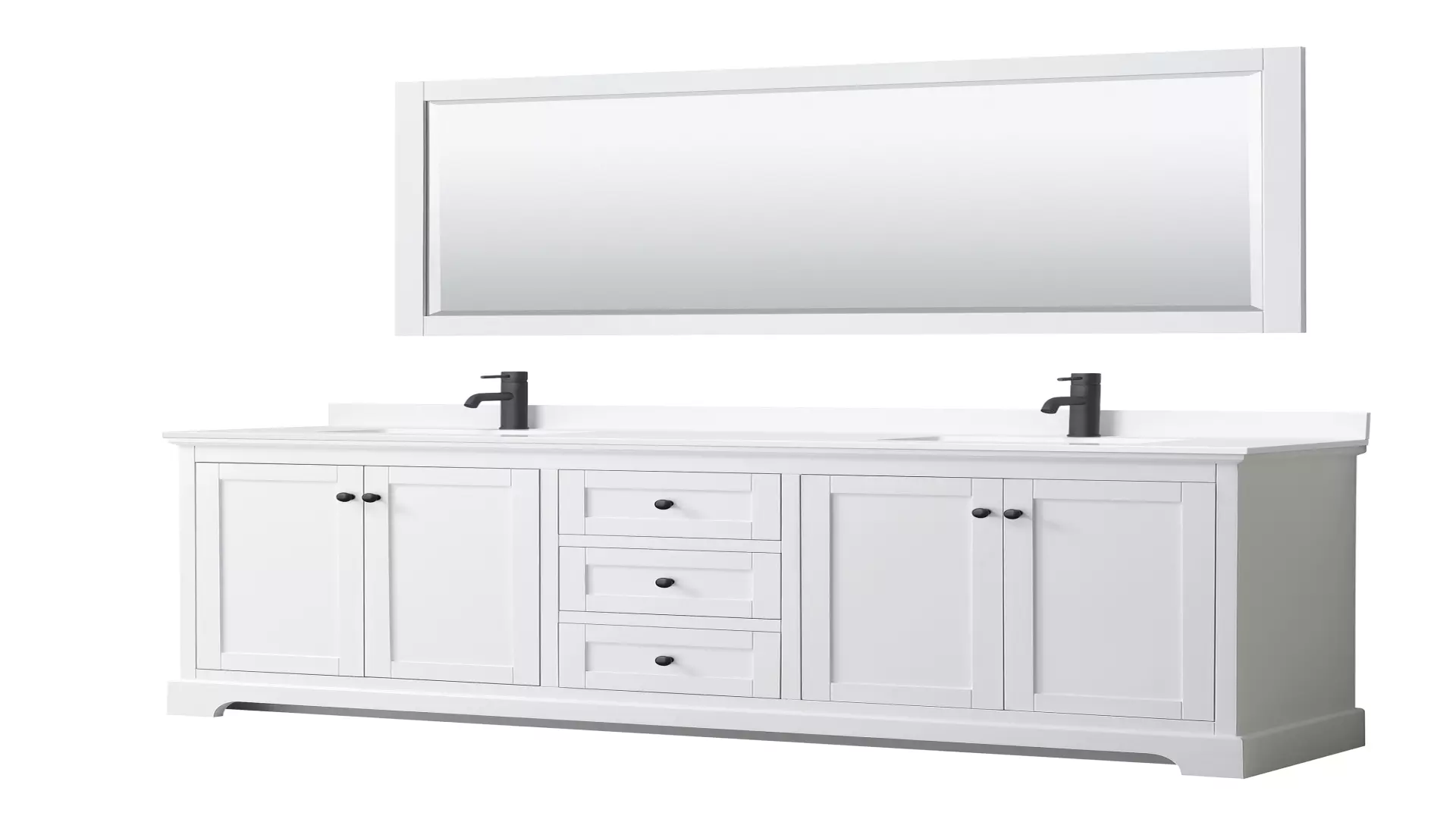 Avery 80 Inch Double Bathroom Vanity in White, White Cultured Marble Countertop, Undermount Square Sinks, Matte Black Trim, 70 Inch Mirror material