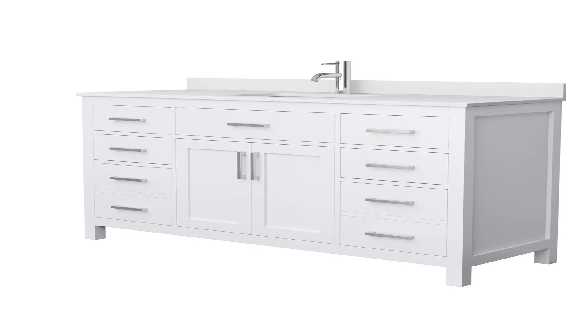Beckett 60 Inch Single Bathroom Vanity in White, White Cultured Marble Countertop, Undermount Square Sink, No Mirror material