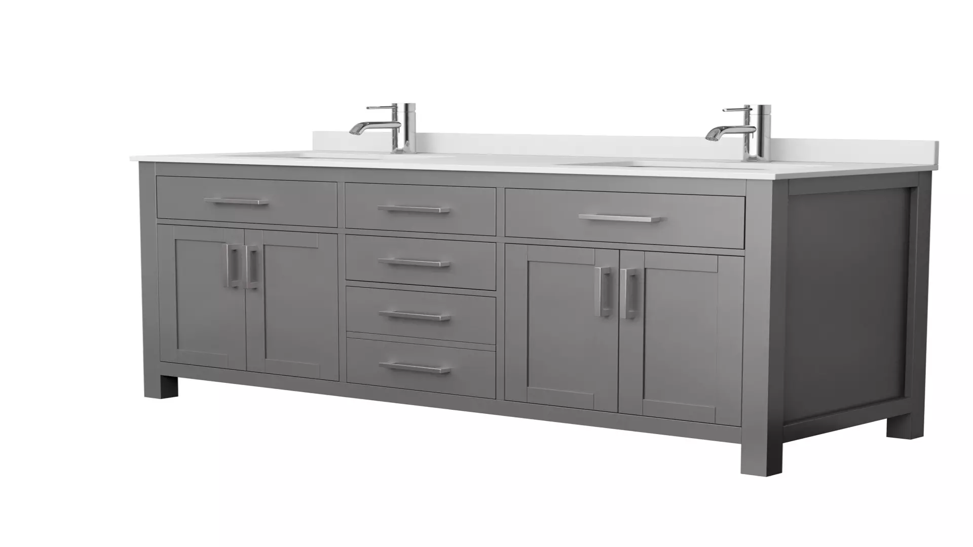 Beckett 60 Inch Double Bathroom Vanity in Dark Gray, White Cultured Marble Countertop, Undermount Square Sinks, No Mirror material