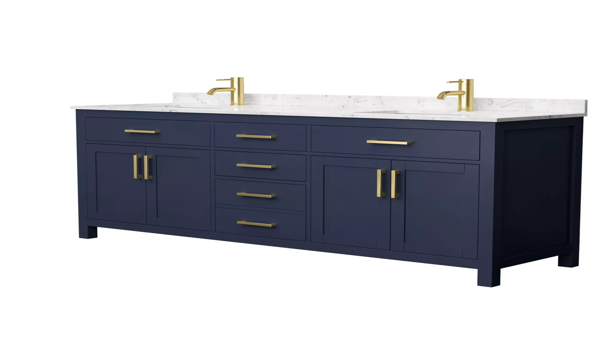 Beckett 72 Inch Double Bathroom Vanity in Dark Blue, Carrara Cultured Marble Countertop, Undermount Square Sinks, No Mirror material