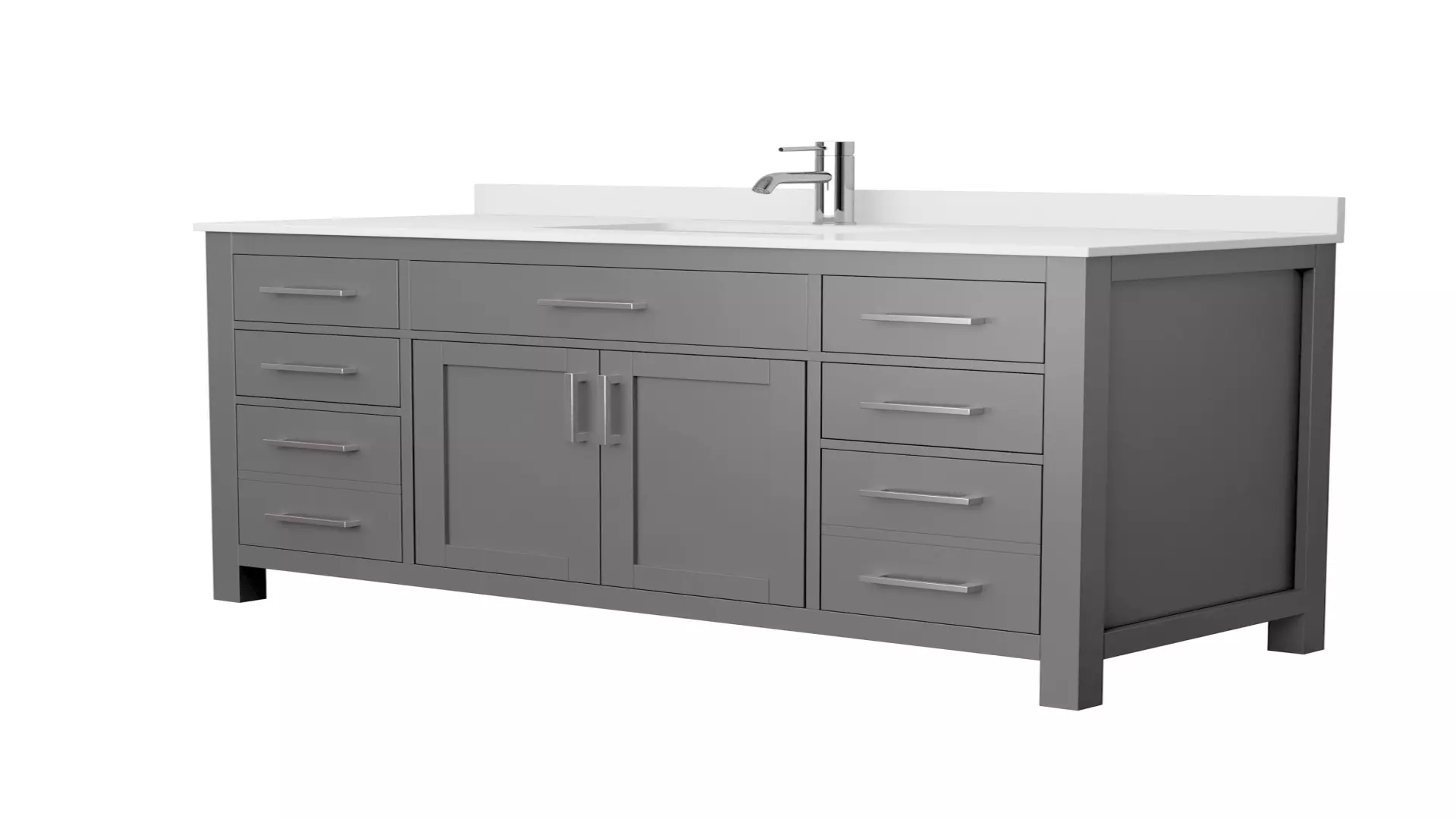Beckett 54 Inch Single Bathroom Vanity in Dark Gray, White Cultured Marble Countertop, Undermount Square Sink, No Mirror material