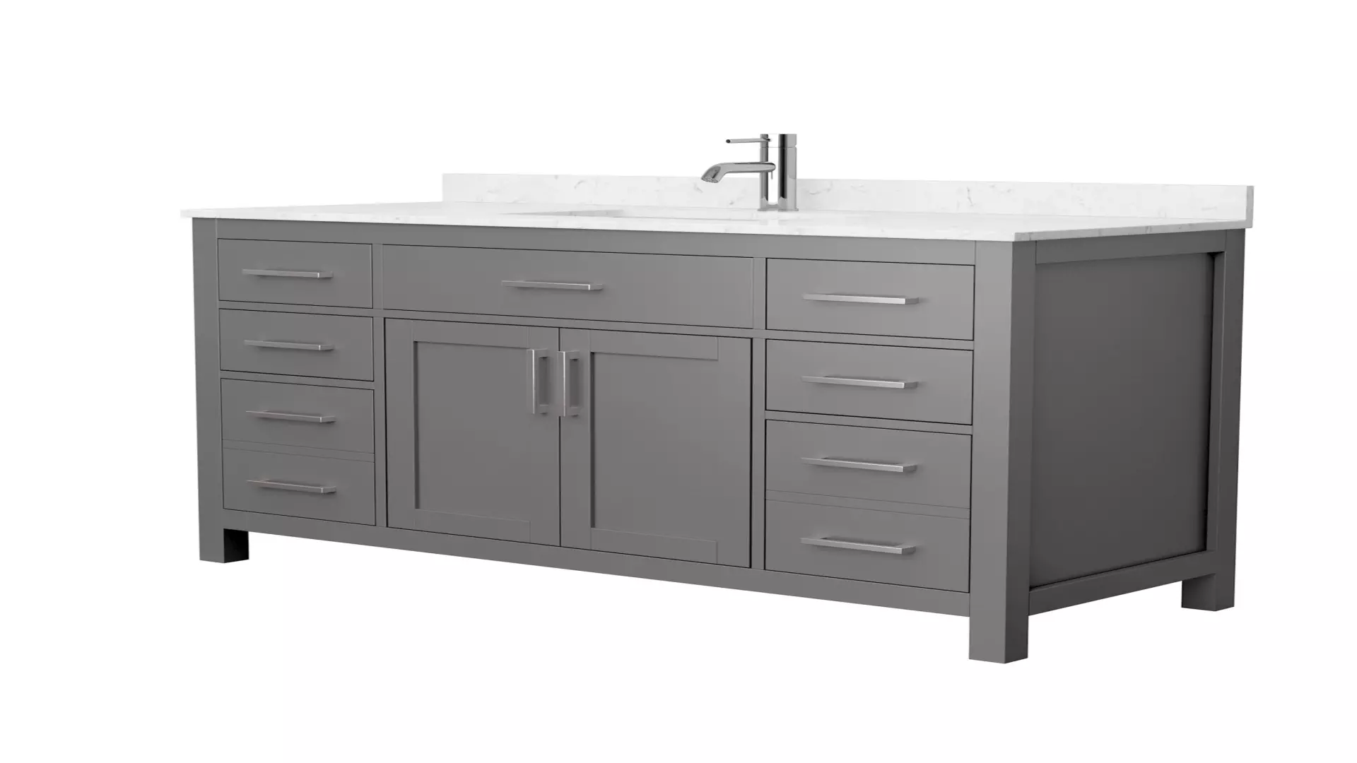 Beckett 54 Inch Single Bathroom Vanity in Dark Gray, Carrara Cultured Marble Countertop, Undermount Square Sink, No Mirror material