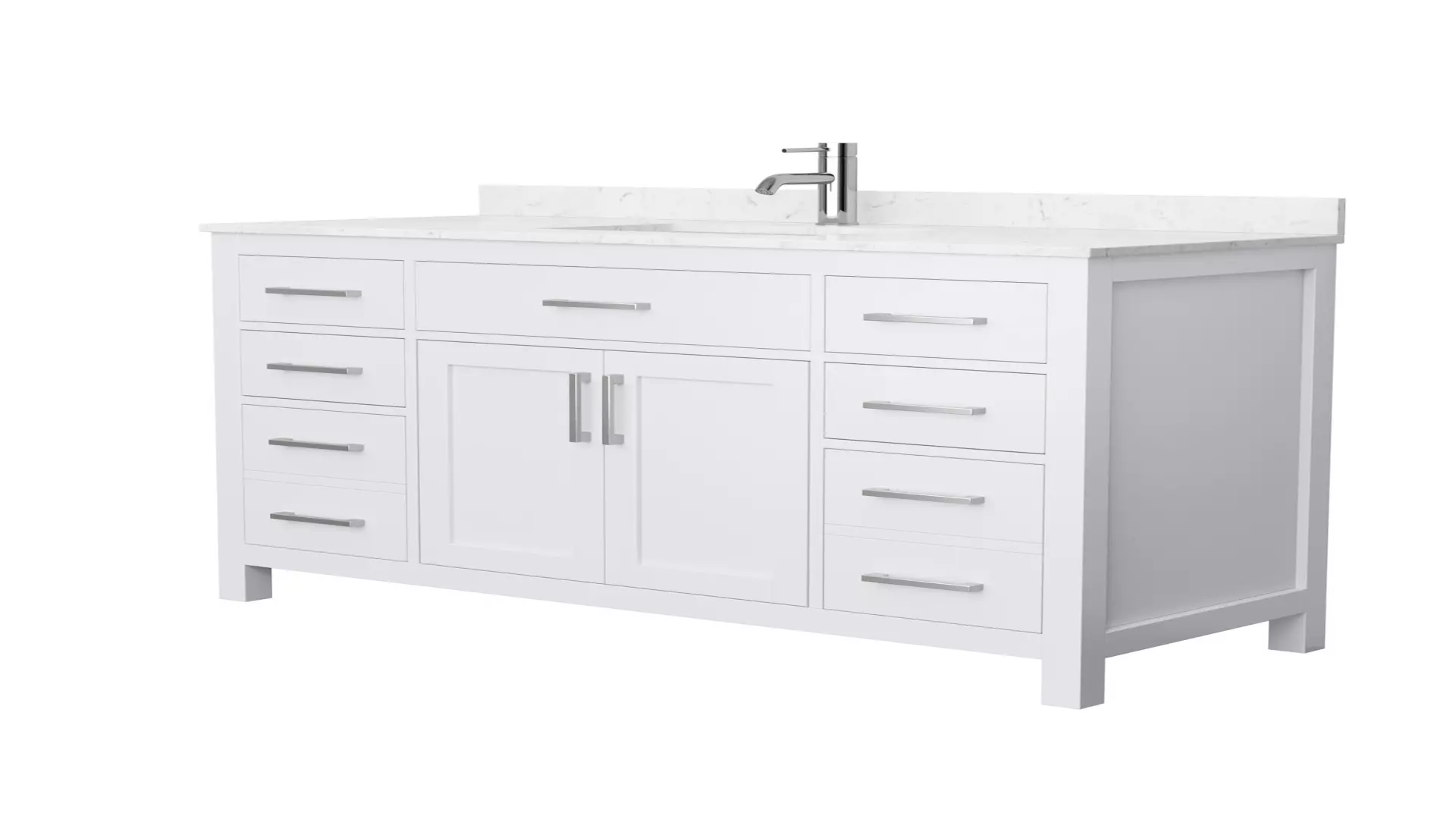 Beckett 54 Inch Single Bathroom Vanity in White, Carrara Cultured Marble Countertop, Undermount Square Sink, No Mirror material