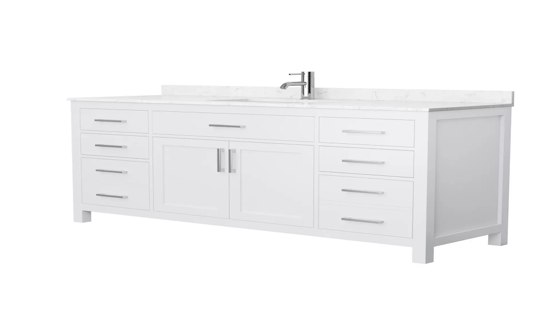 Beckett 66 Inch Single Bathroom Vanity in White, Carrara Cultured Marble Countertop, Undermount Square Sink, No Mirror material