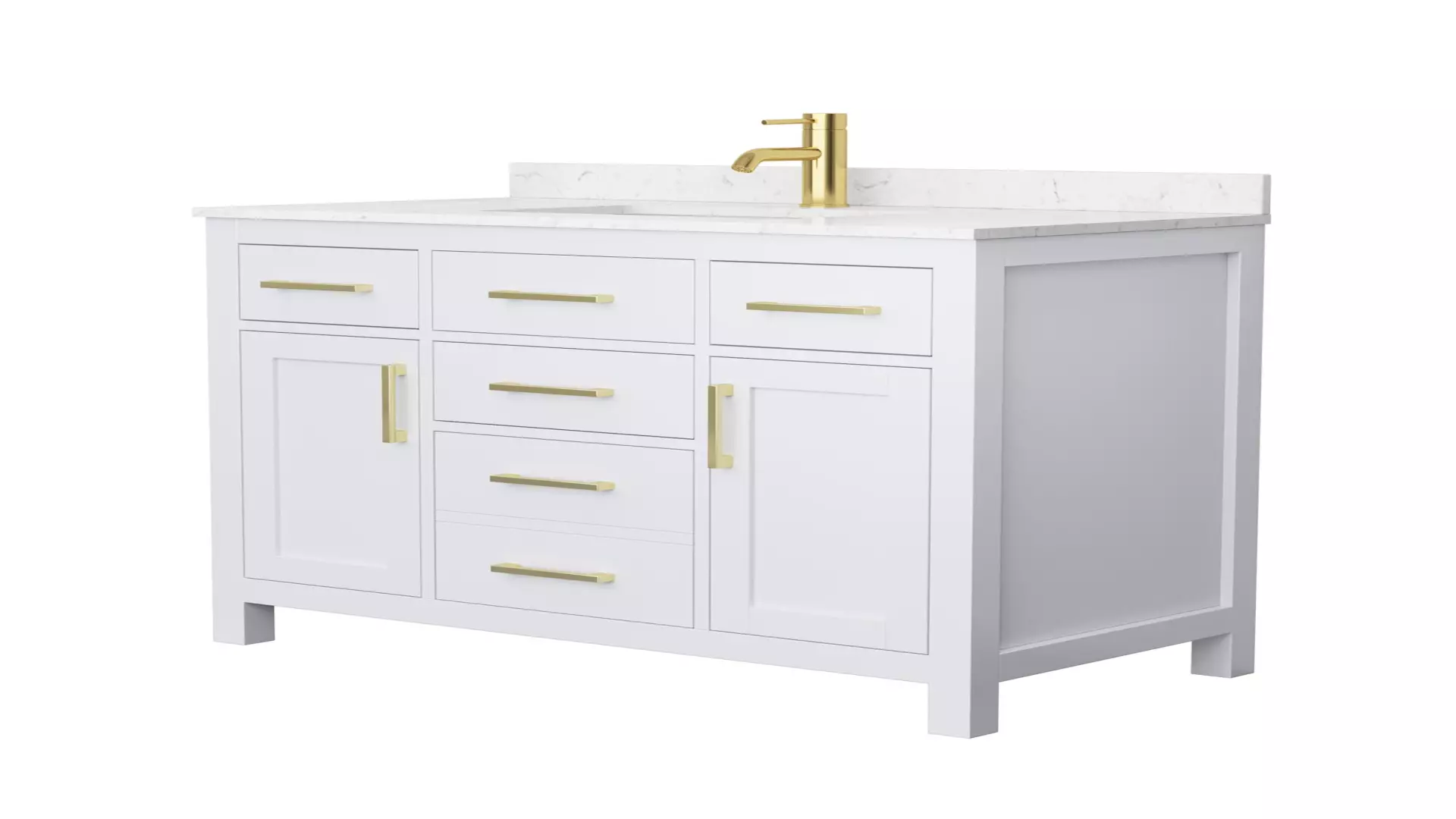 Beckett 42 Inch Single Bathroom Vanity in White, Carrara Cultured Marble Countertop, Undermount Square Sink, Brushed Gold Trim material