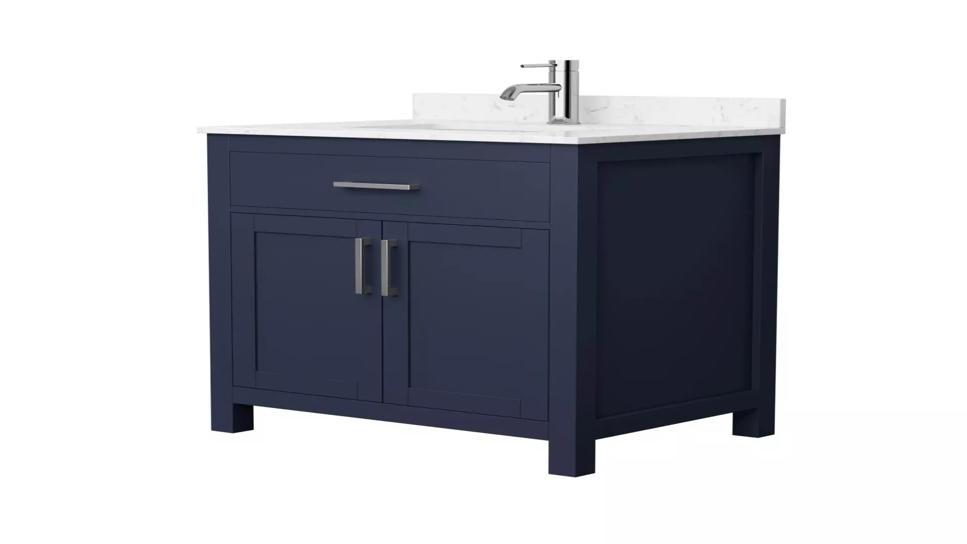 Beckett 30 Inch Single Bathroom Vanity in Dark Blue, Carrara Cultured Marble Countertop, Undermount Square Sink, Brushed Nickel Trim material
