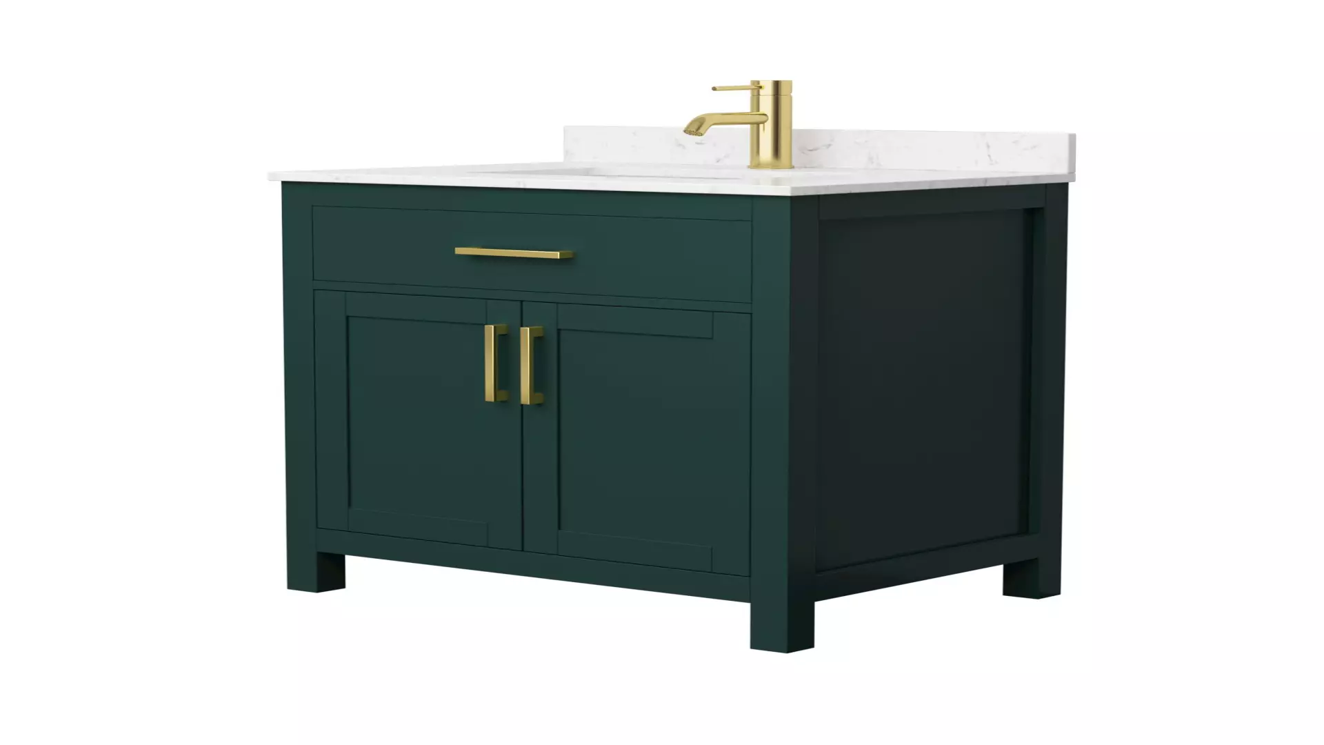 Beckett 30 Inch Single Bathroom Vanity in Green, Carrara Cultured Marble Countertop, Undermount Square Sink, Brushed Gold Trim material