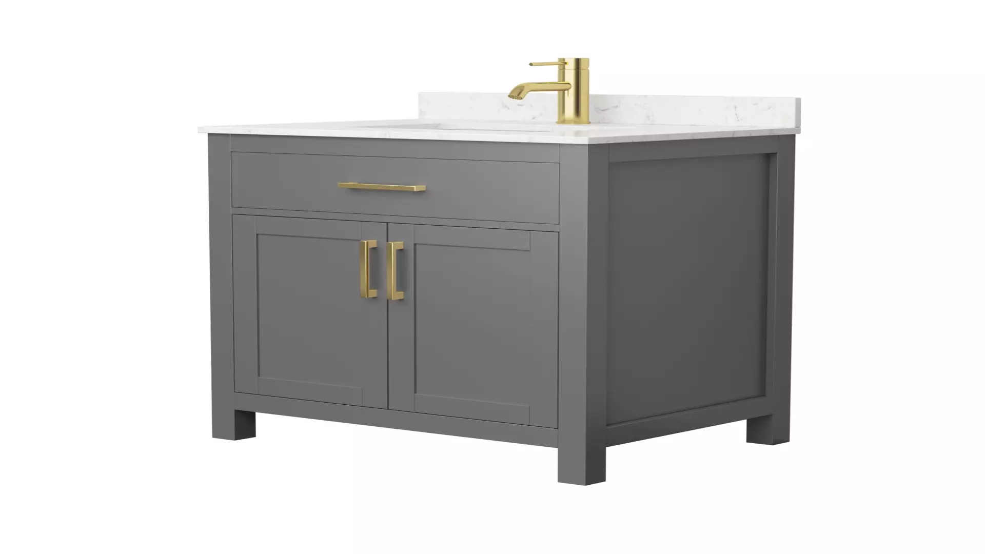 Beckett 30 Inch Single Bathroom Vanity in Dark Gray, Carrara Cultured Marble Countertop, Undermount Square Sink, Brushed Gold Trim material