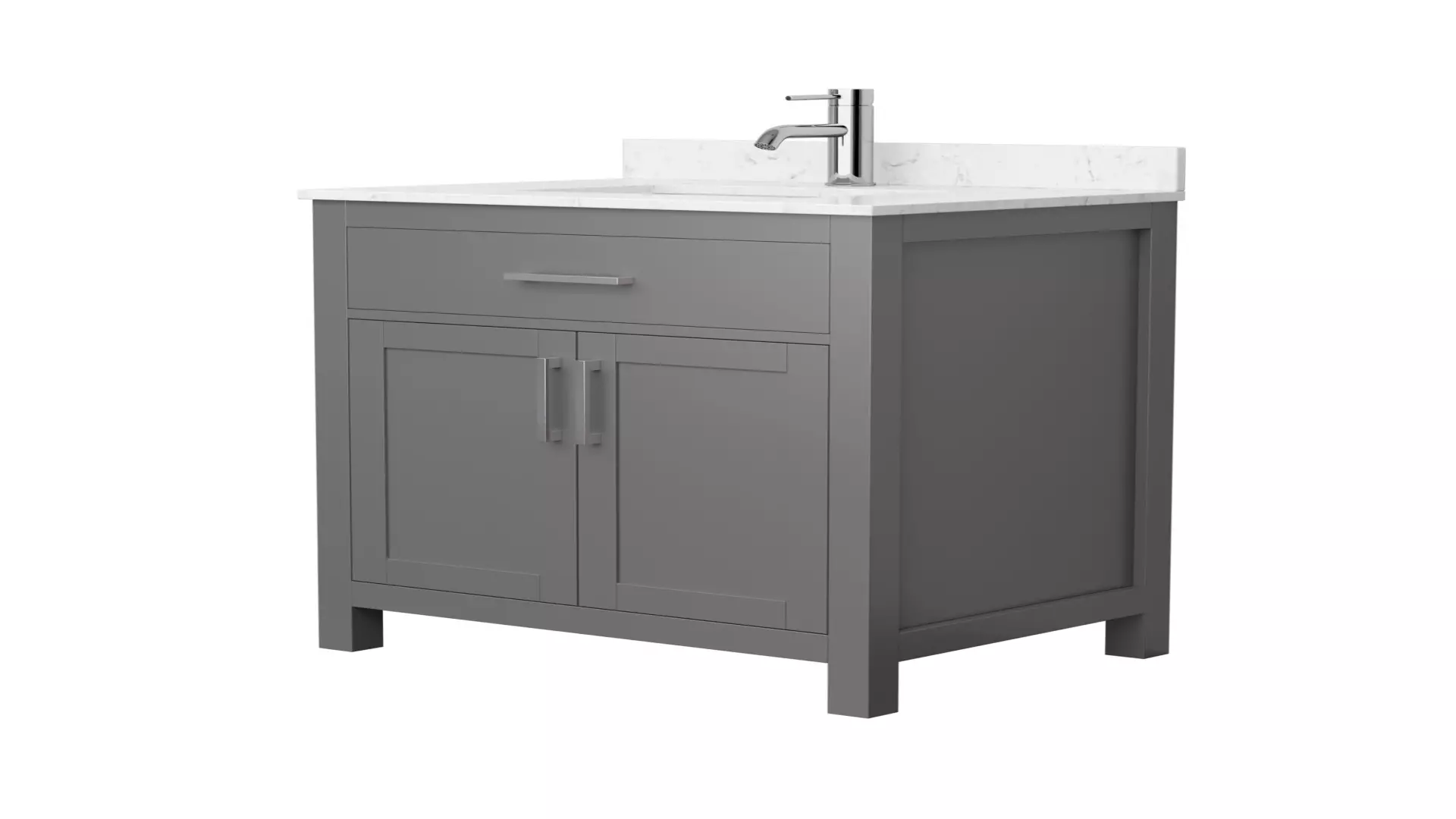 Beckett 30 Inch Single Bathroom Vanity in Dark Gray, Carrara Cultured Marble Countertop, Undermount Square Sink, Brushed Nickel Trim material