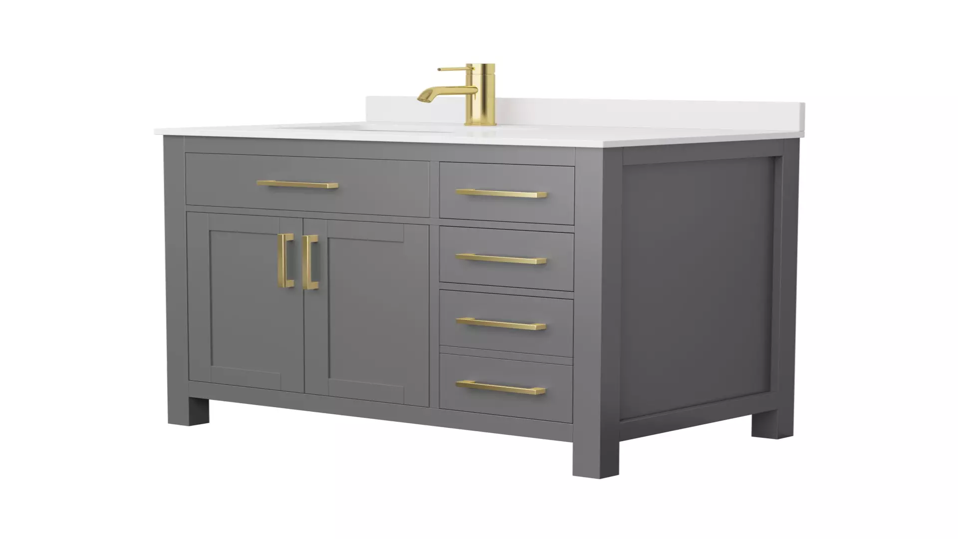 Beckett 36 Inch Single Bathroom Vanity in Dark Gray, White Cultured Marble Countertop, Undermount Square Sink, Brushed Gold Trim material