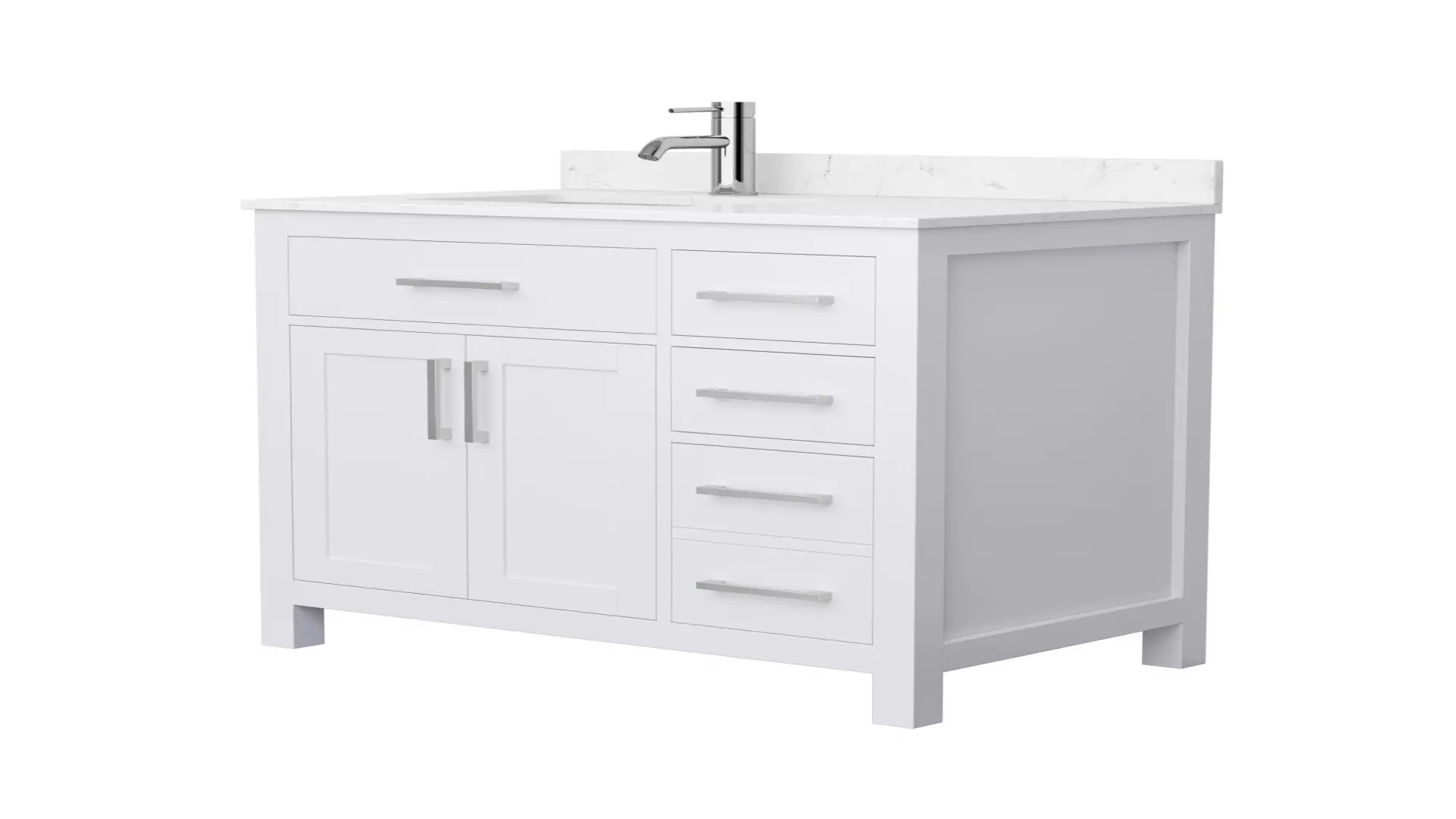 Beckett 36 Inch Single Bathroom Vanity in White, Carrara Cultured Marble Countertop, Undermount Square Sink, Brushed Nickel Trim material