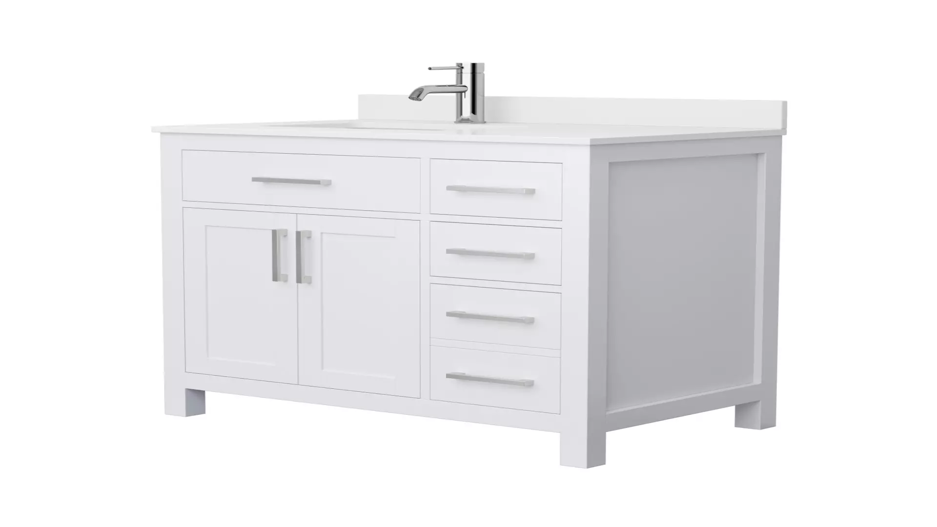 Beckett 36 Inch Single Bathroom Vanity in White, White Cultured Marble Countertop, Undermount Square Sink, Brushed Nickel Trim material