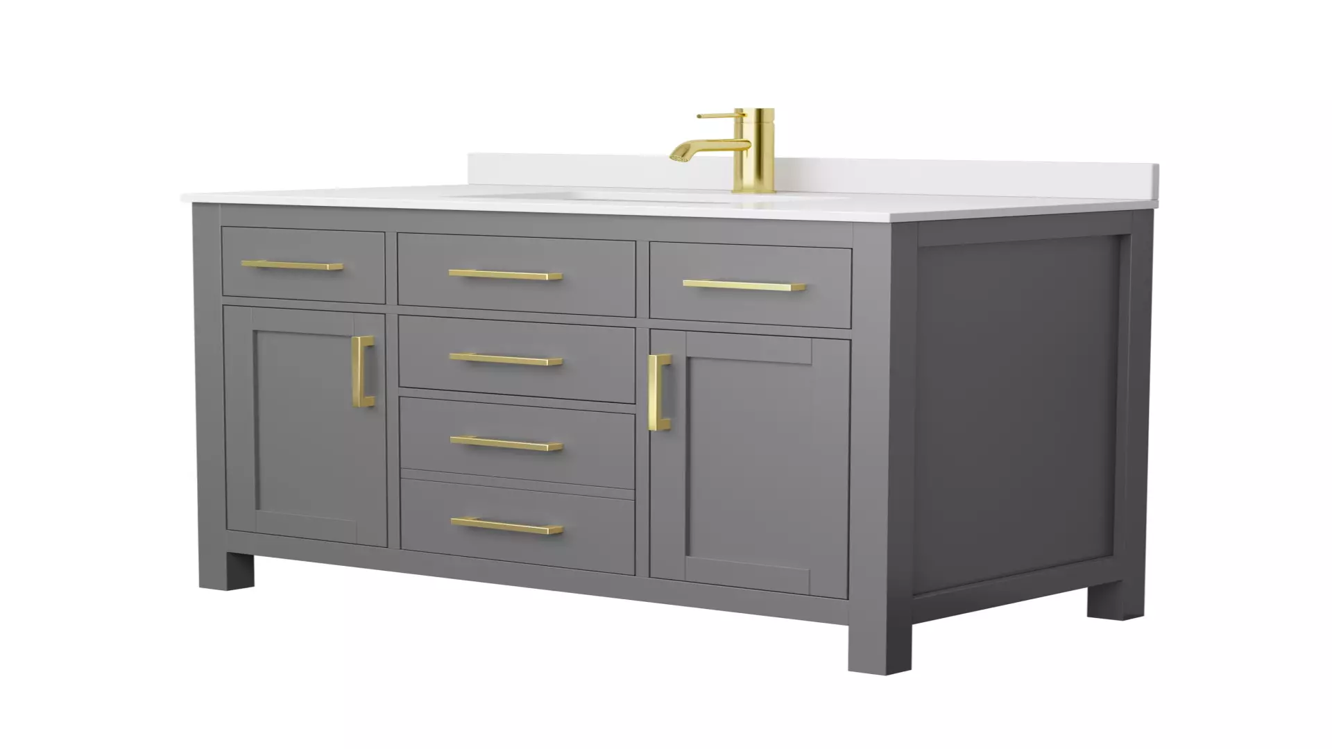 Beckett 42 Inch Single Bathroom Vanity in Dark Gray, White Cultured Marble Countertop, Undermount Square Sink, Brushed Gold Trim material
