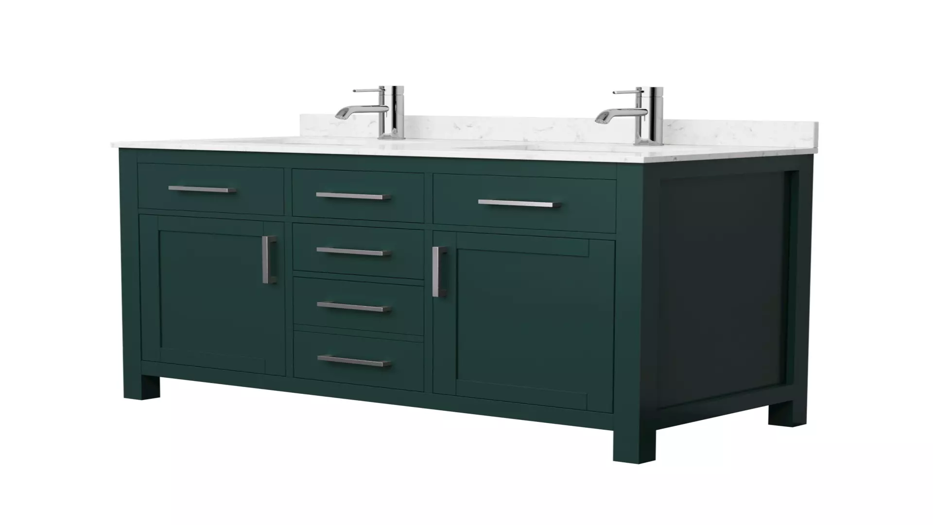 Beckett 48 Inch Double Bathroom Vanity in Green, Carrara Cultured Marble Countertop, Undermount Square Sinks, Brushed Nickel Trim material