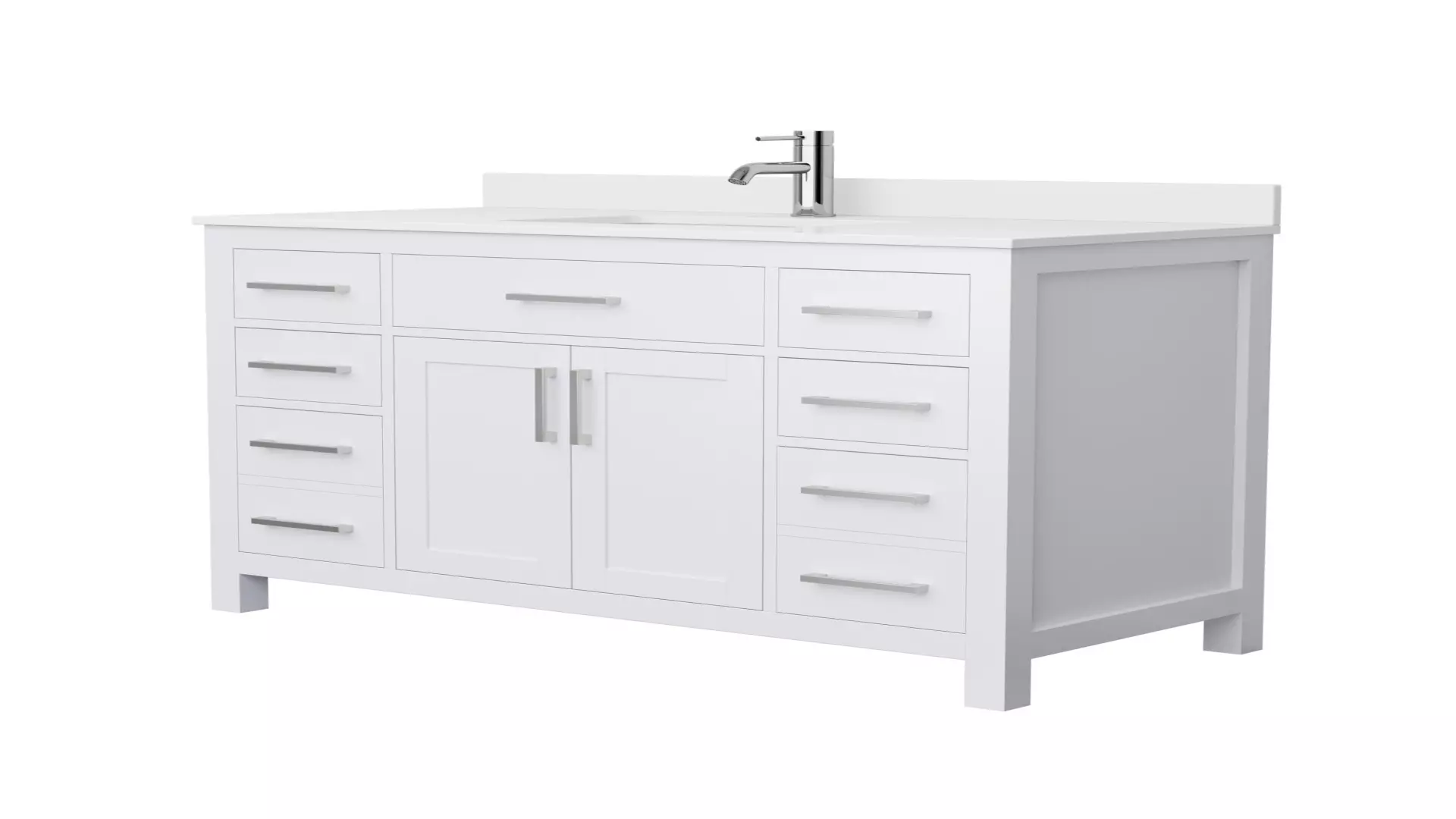 Beckett 48 Inch Single Bathroom Vanity in White, White Cultured Marble Countertop, Undermount Square Sink, Brushed Nickel Trim material