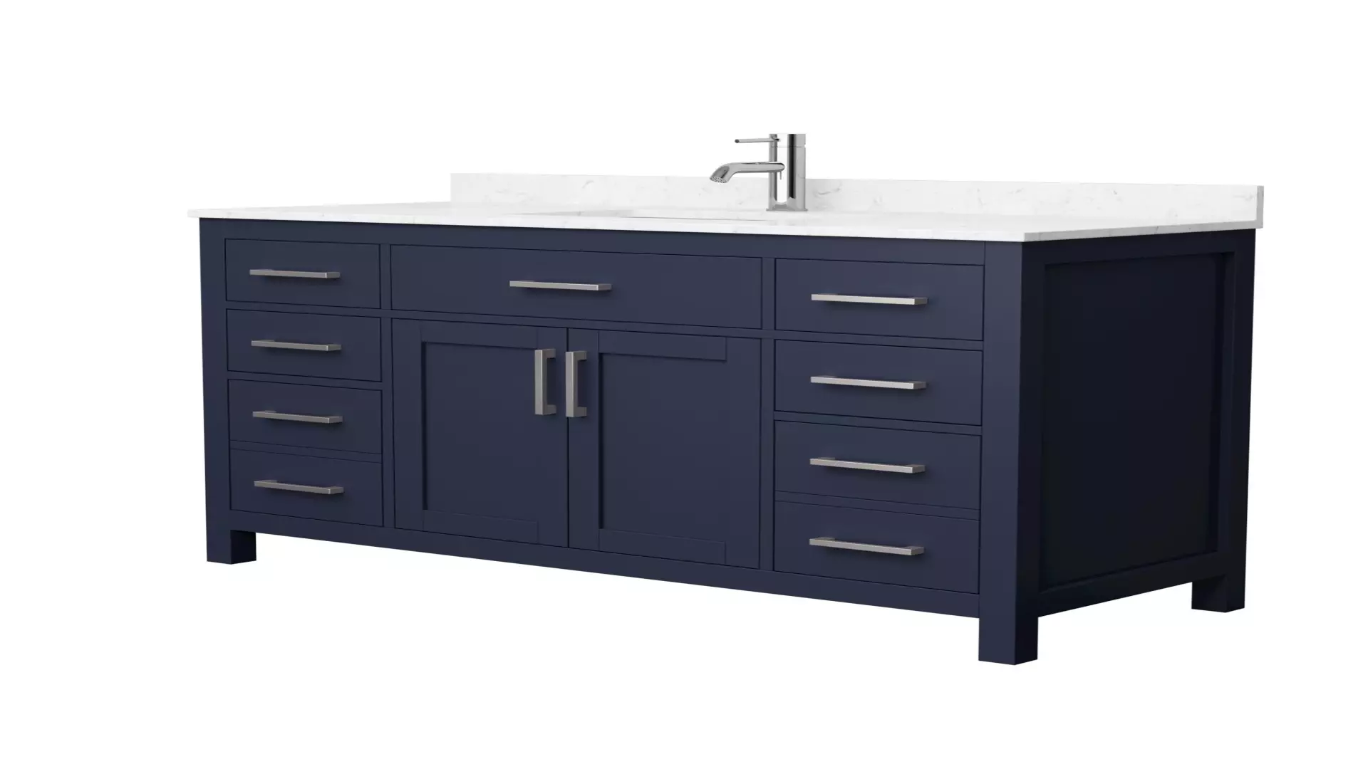 Beckett 54 Inch Single Bathroom Vanity in Dark Blue, Carrara Cultured Marble Countertop, Undermount Square Sink, Brushed Nickel Trim material
