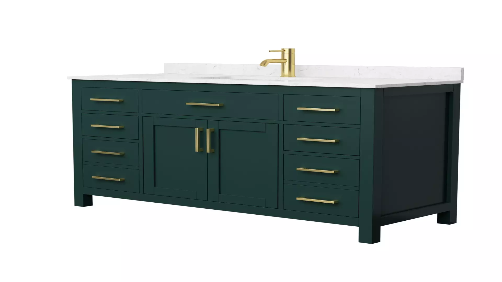 Beckett 54 Inch Single Bathroom Vanity in Green, Carrara Cultured Marble Countertop, Undermount Square Sink, Brushed Gold Trim material