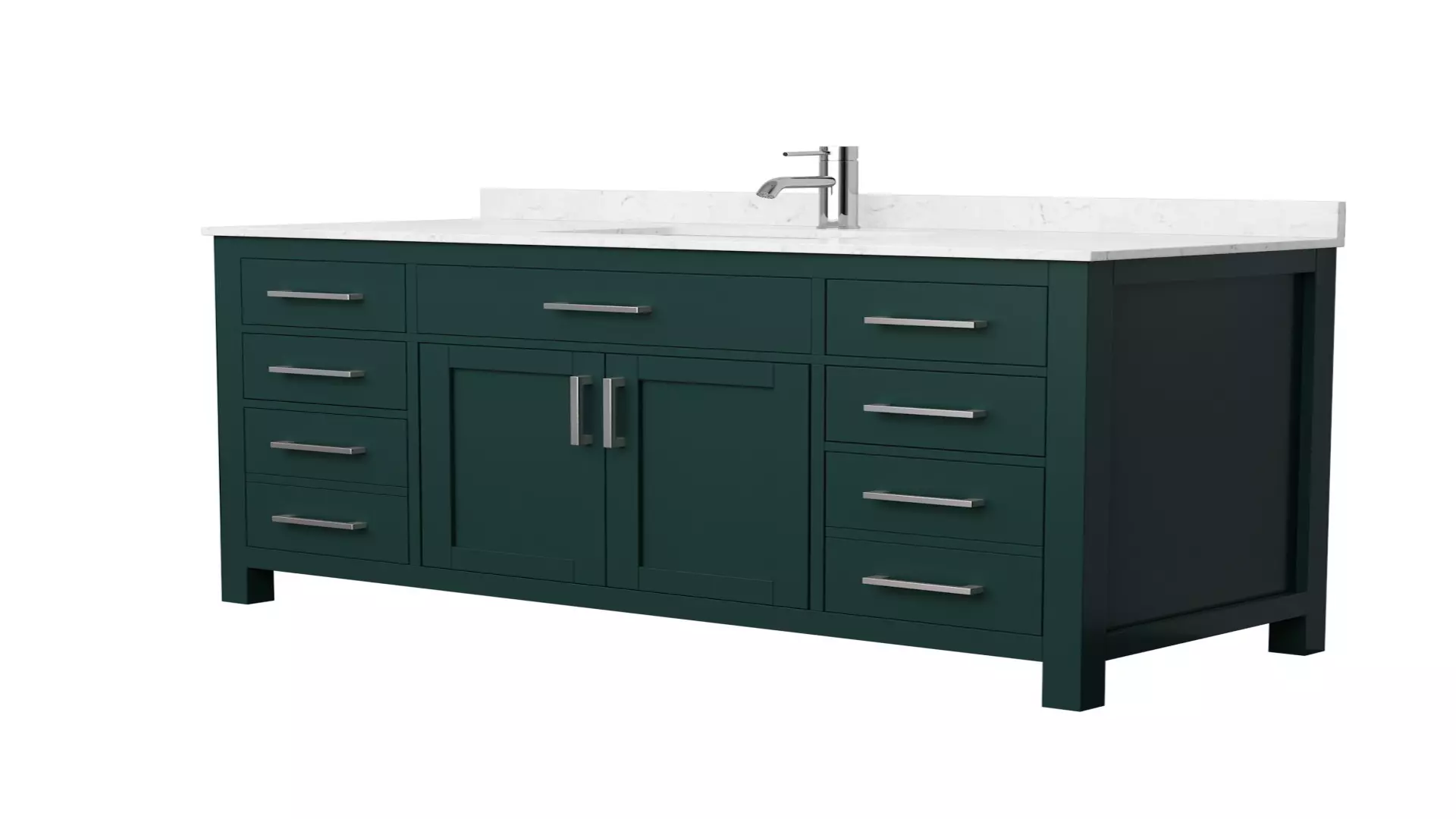 Beckett 54 Inch Single Bathroom Vanity in Green, Carrara Cultured Marble Countertop, Undermount Square Sink, Brushed Nickel Trim material