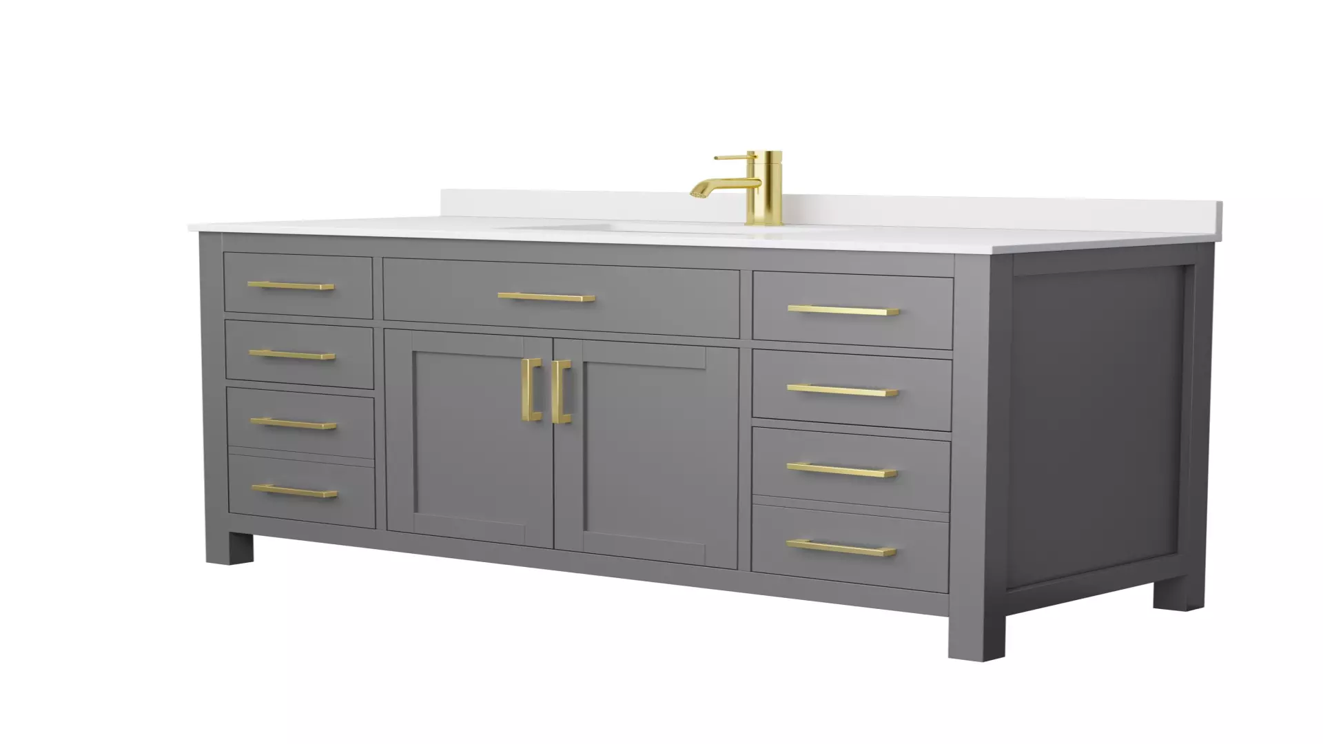 Beckett 54 Inch Single Bathroom Vanity in Dark Gray, White Cultured Marble Countertop, Undermount Square Sink, Brushed Gold Trim material