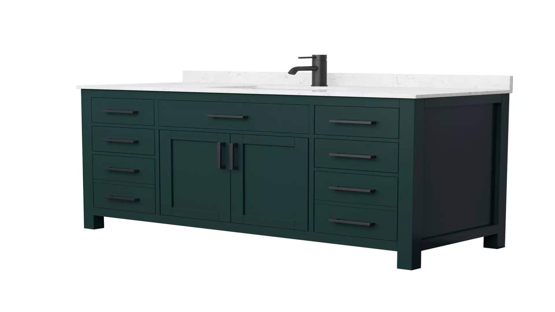 Beckett 54 Inch Single Bathroom Vanity in Green, Carrara Cultured Marble Countertop, Undermount Square Sink, Matte Black Trim material