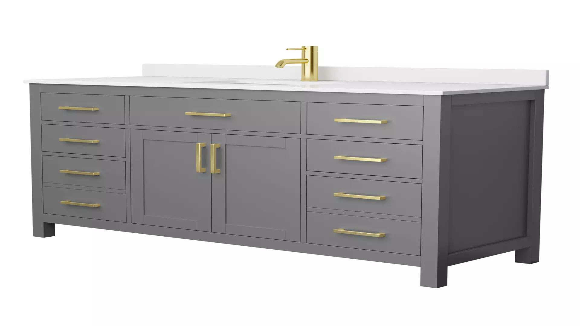 Beckett 60 Inch Single Bathroom Vanity in Dark Gray, White Cultured Marble Countertop, Undermount Square Sink, Brushed Gold Trim material