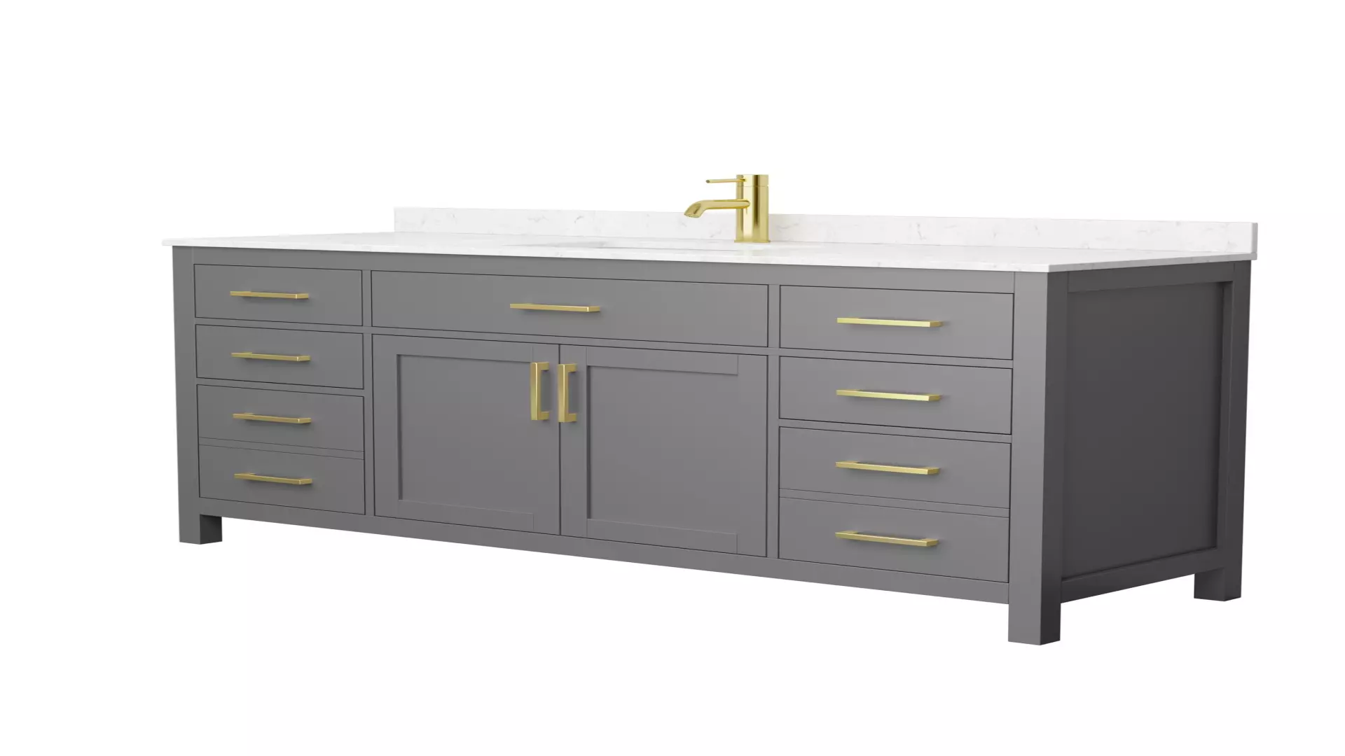 Beckett 66 Inch Single Bathroom Vanity in Dark Gray, Carrara Cultured Marble Countertop, Undermount Square Sink, Brushed Gold Trim material