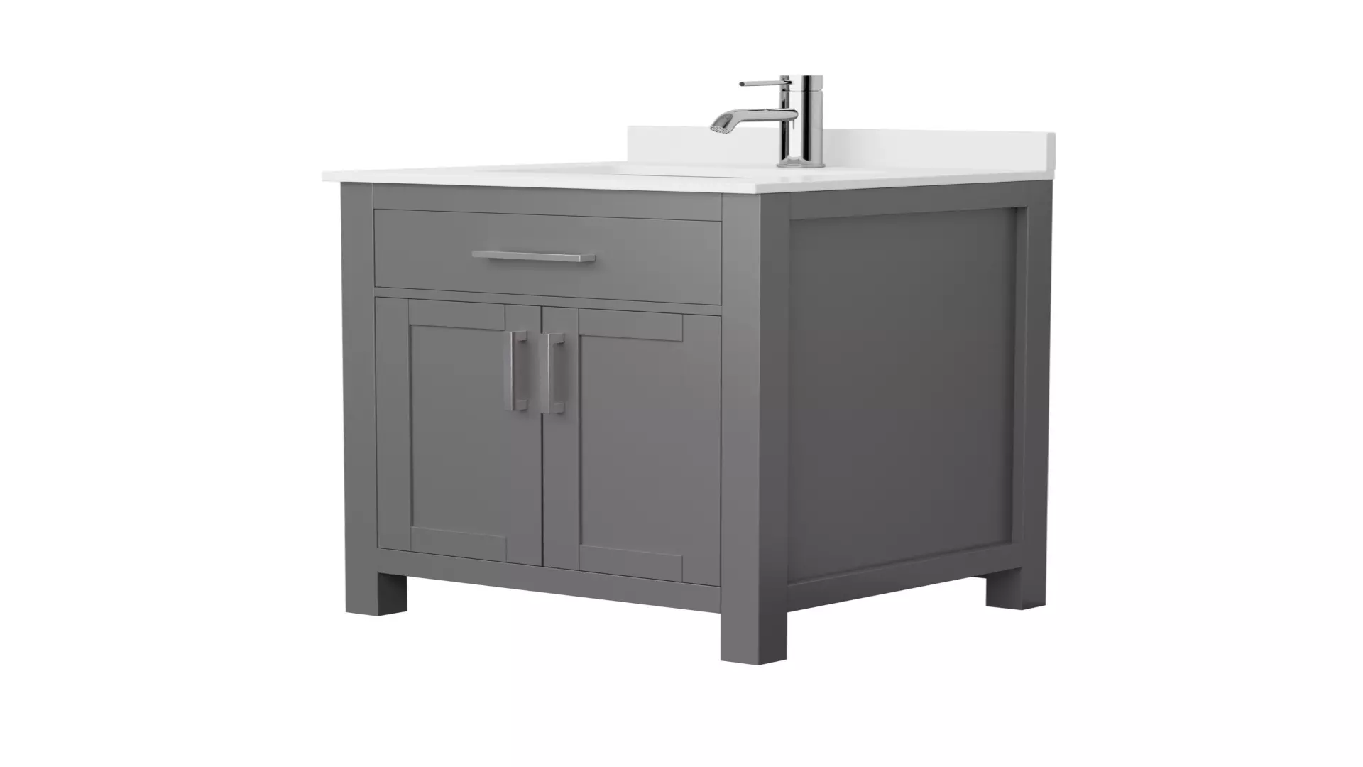 Beckett 24 Inch Single Bathroom Vanity in Dark Gray, White Cultured Marble Countertop, Undermount Square Sink, Brushed Nickel Trim material