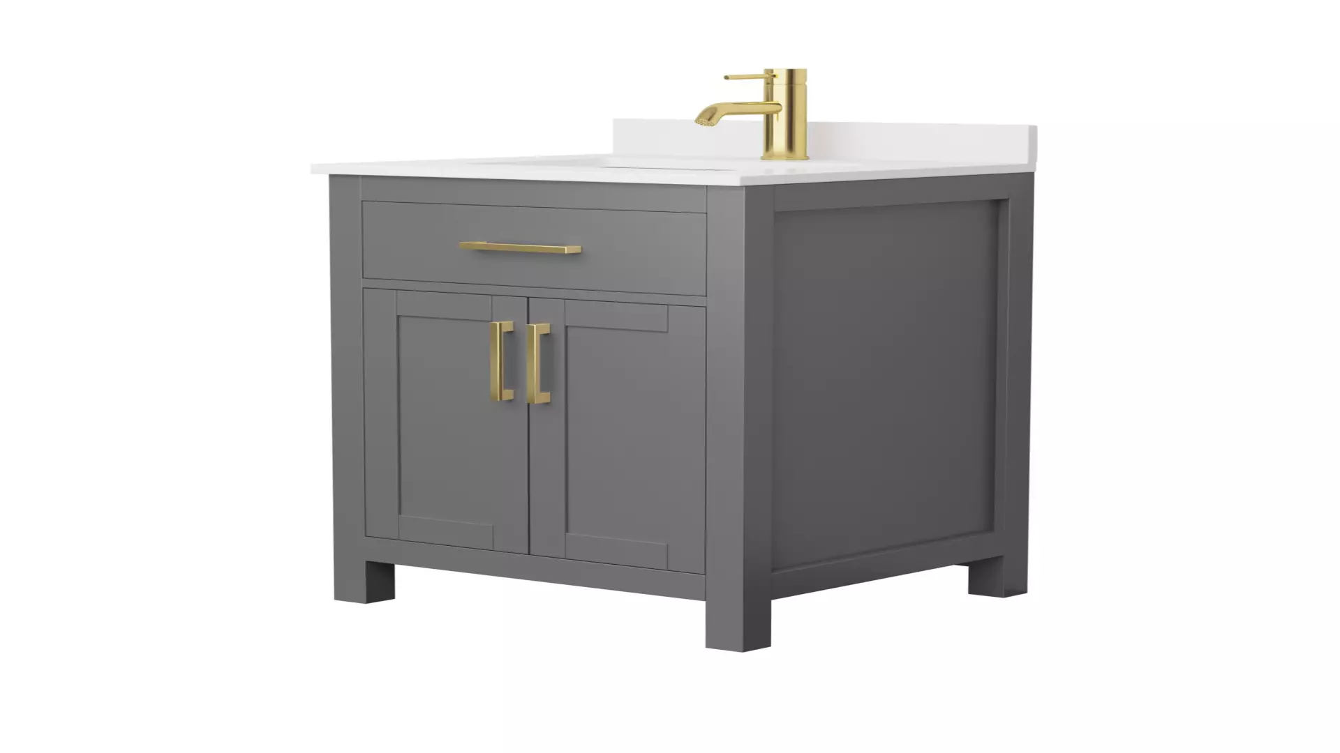 Beckett 24 Inch Single Bathroom Vanity in Dark Gray, White Cultured Marble Countertop, Undermount Square Sink, Brushed Gold Trim material
