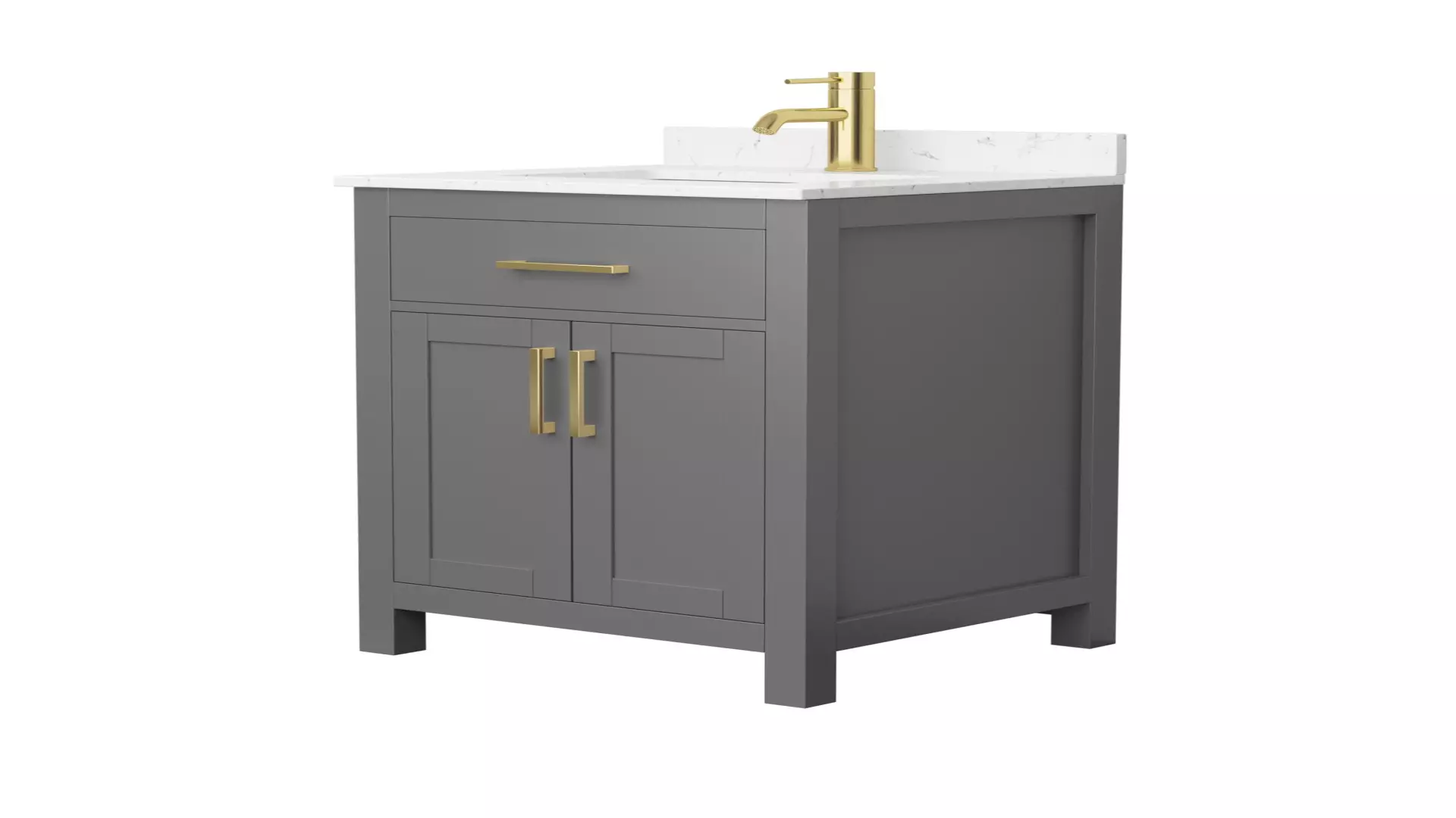 Beckett 24 Inch Single Bathroom Vanity in Dark Gray, Carrara Cultured Marble Countertop, Undermount Square Sink, Brushed Gold Trim material