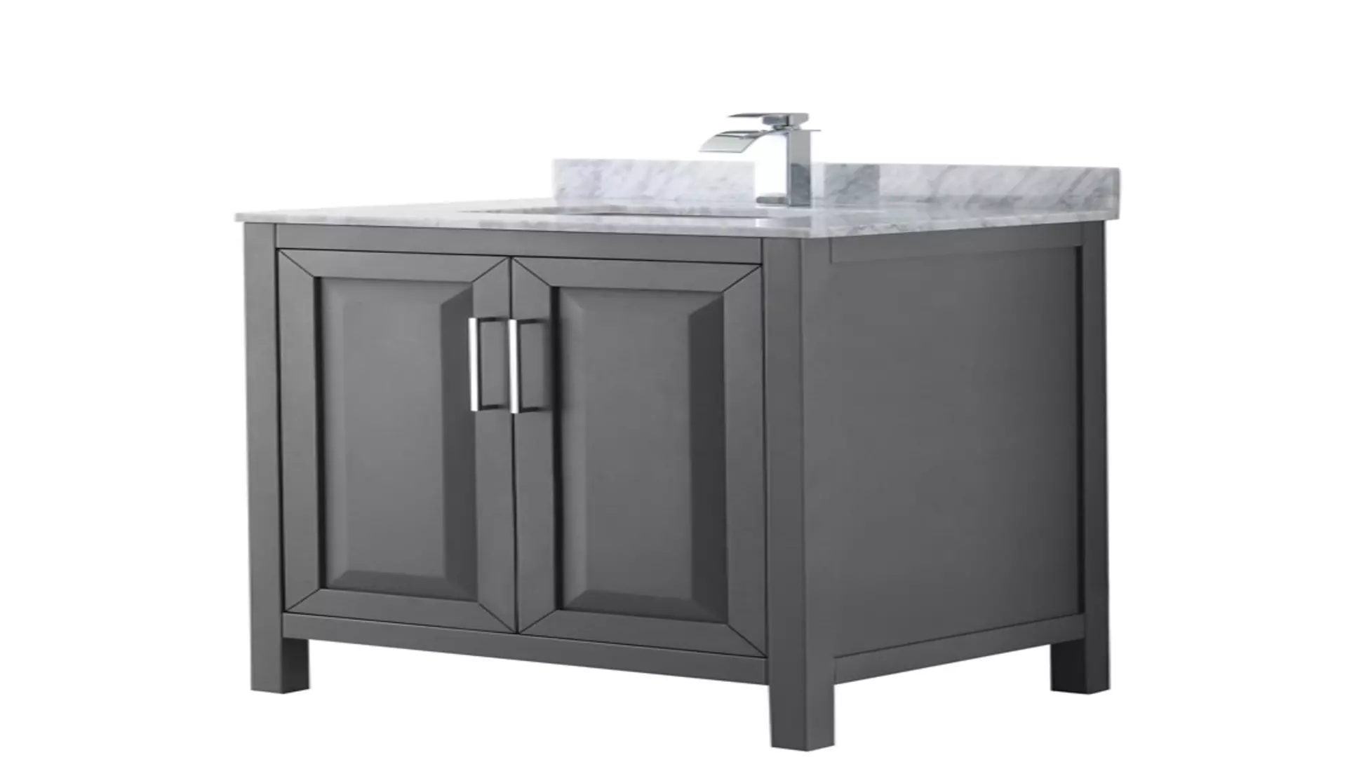 Daria 30 Inch Single Bathroom Vanity in Dark Gray, White Carrara Marble Countertop, Undermount Square Sink, and No Mirror material