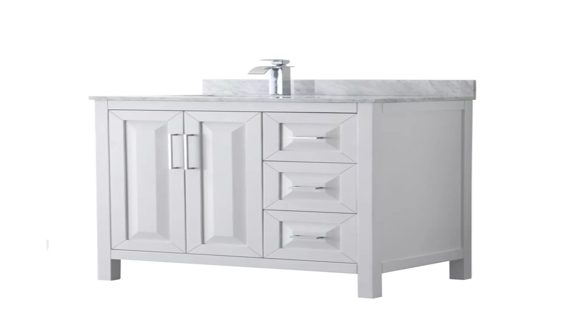 Daria 36 Inch Single Bathroom Vanity in White, White Carrara Marble Countertop, Undermount Square Sink, and No Mirror material