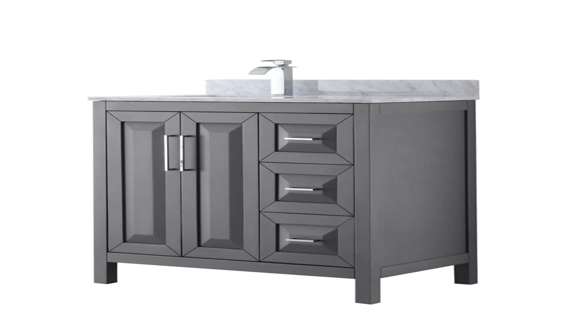 Daria 36 Inch Single Bathroom Vanity in Dark Gray, White Carrara Marble Countertop, Undermount Square Sink, and No Mirror material