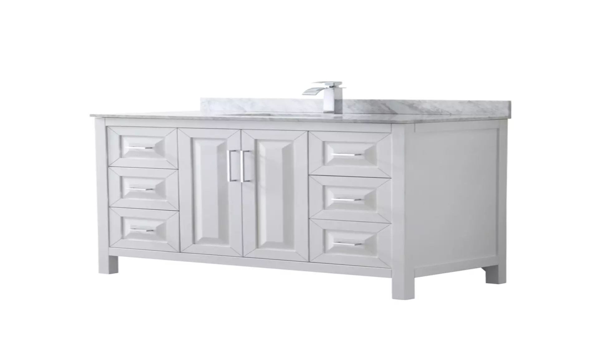 Daria 48 Inch Single Bathroom Vanity in White, White Carrara Marble Countertop, Undermount Square Sink, and No Mirror material