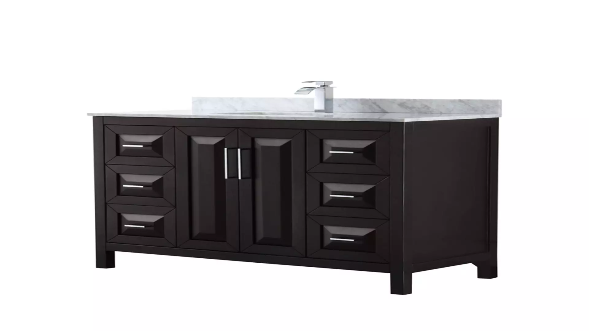 Daria 48 Inch Single Bathroom Vanity in Dark Espresso, White Carrara Marble Countertop, Undermount Square Sink, and No Mirror material