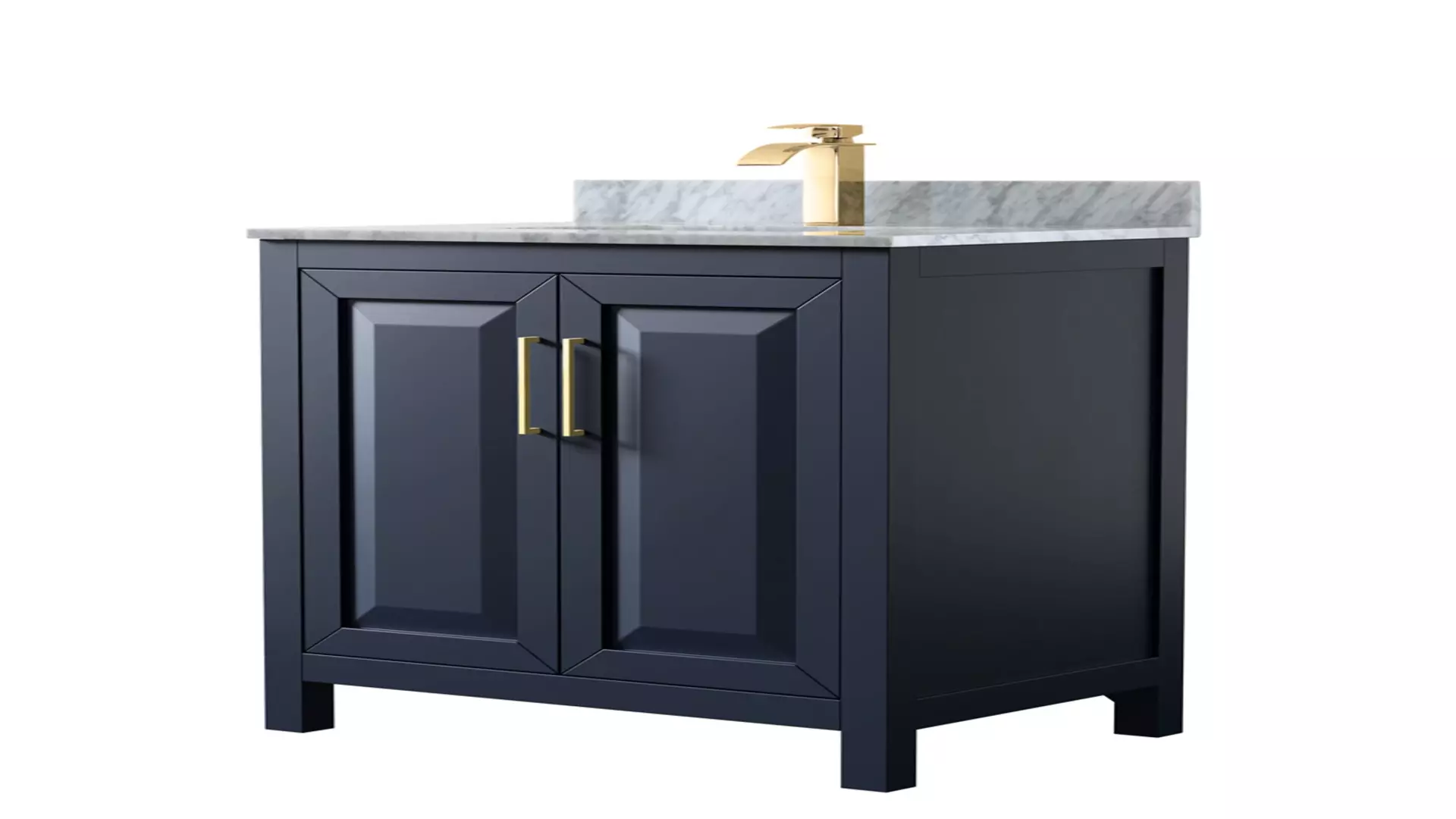 Daria 30 Inch Single Bathroom Vanity in Dark Blue, White Carrara Marble Countertop, Undermount Square Sink, No Mirror material