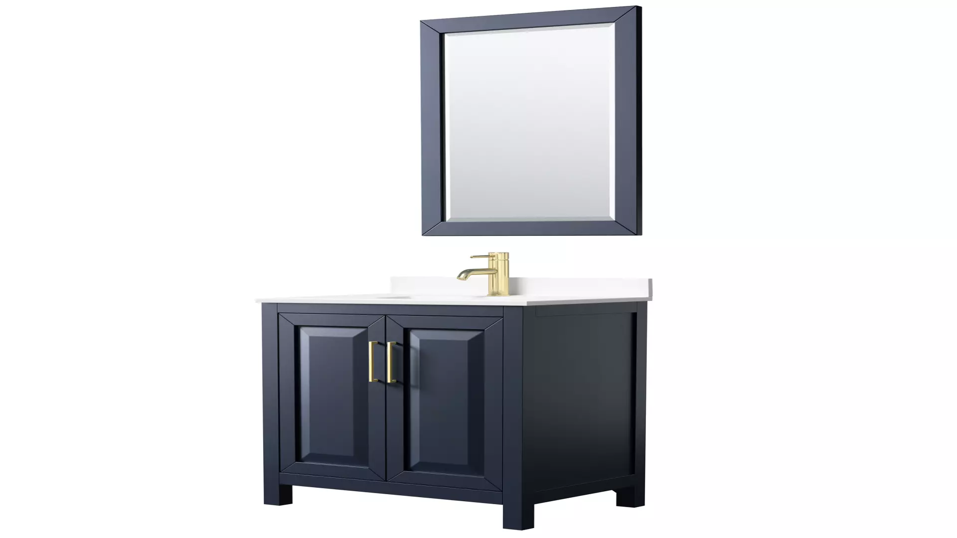 Daria 30 Inch Single Bathroom Vanity in Dark Blue, White Cultured Marble Countertop, Undermount Square Sink, 24 Inch Mirror material