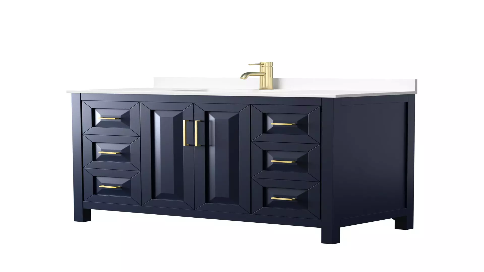 Daria 48 Inch Single Bathroom Vanity in Dark Blue, White Cultured Marble Countertop, Undermount Square Sink, No Mirror material